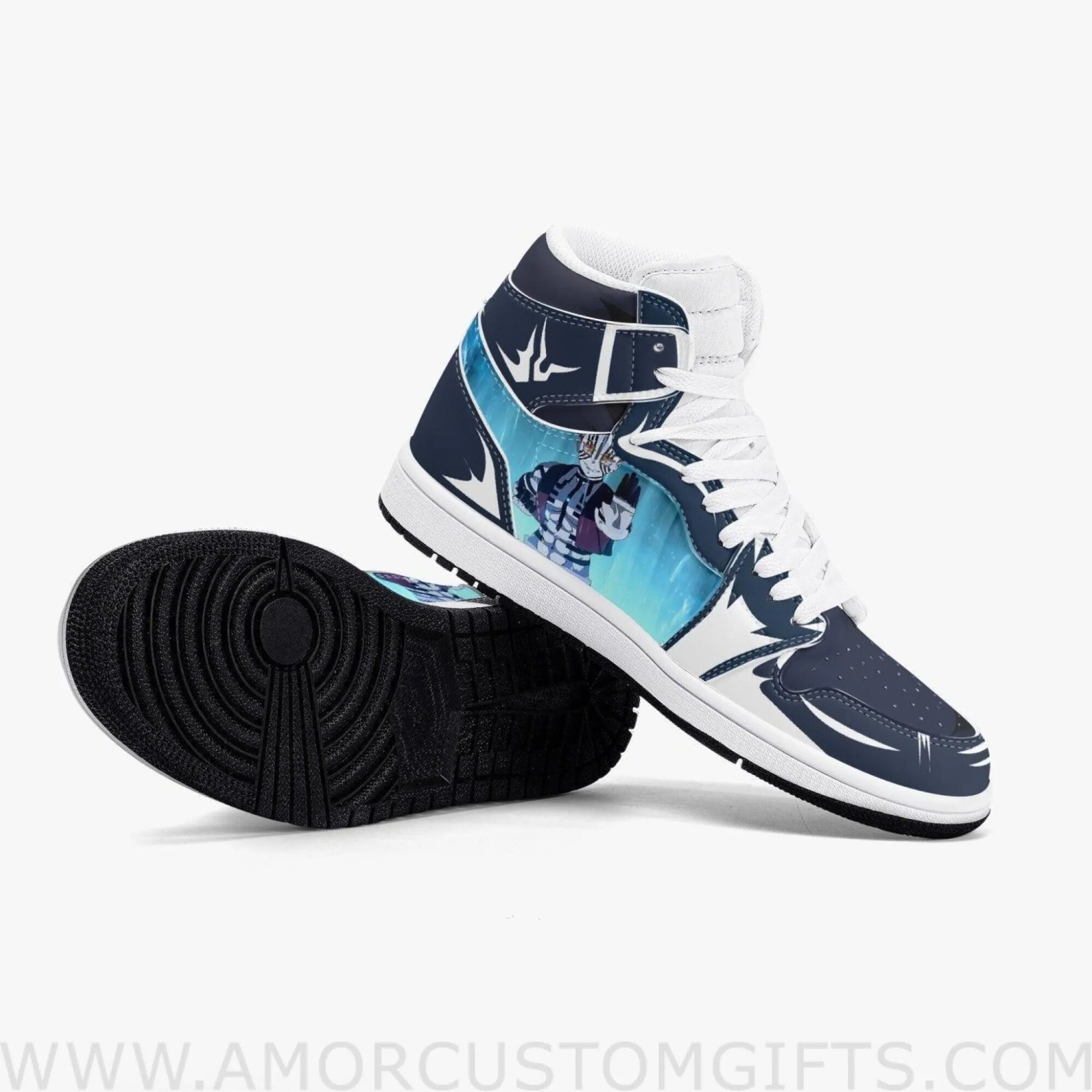 Custom Demon Slayer Akaza JD1 Anime Sneakers Mid 1 Basketball Shoes