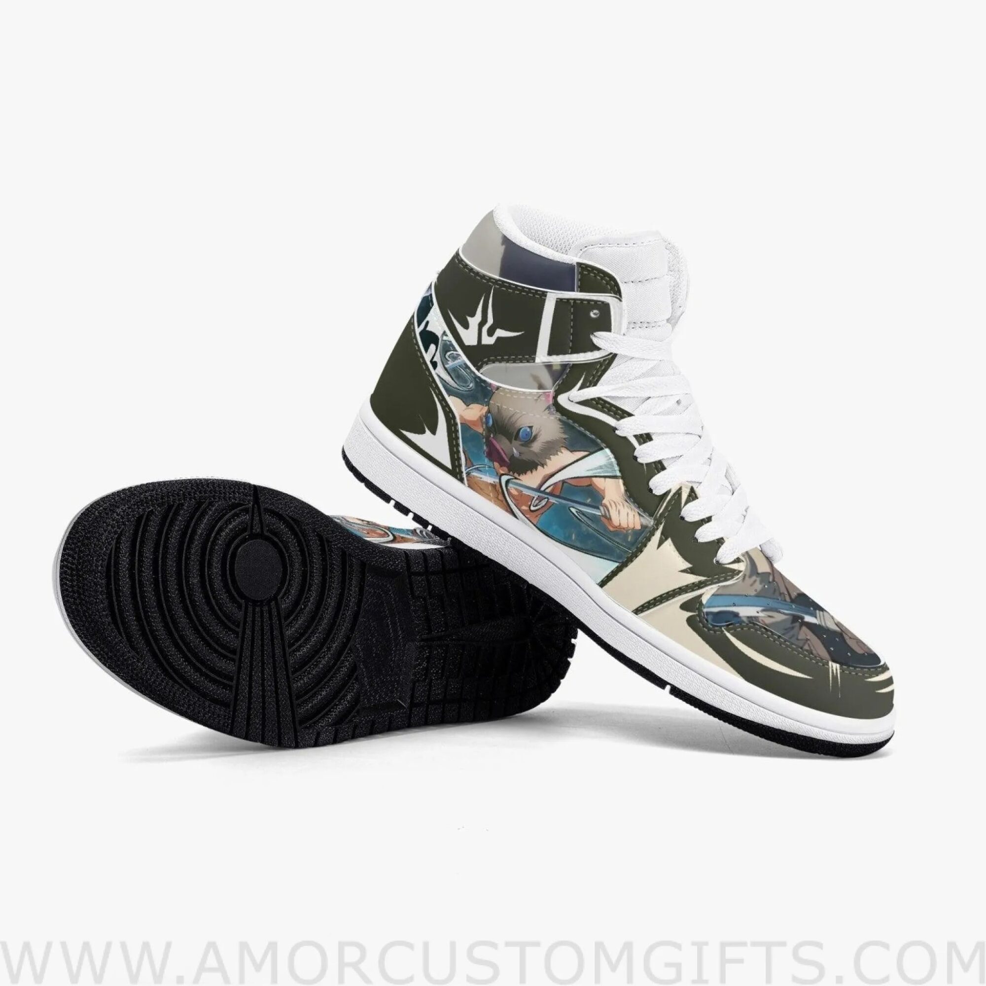 Custom Demon Slayer Hashibira Inosuke JD1 Anime Shoes Mid Top Sneakers