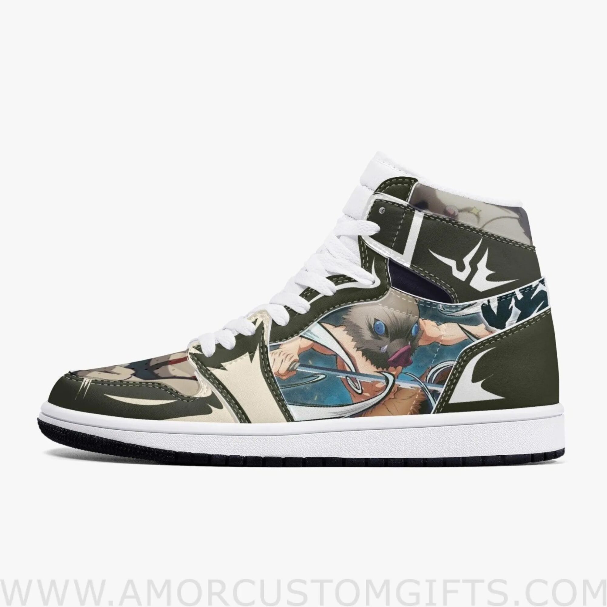 Custom Demon Slayer Hashibira Inosuke JD1 Anime Shoes Mid Top Sneakers