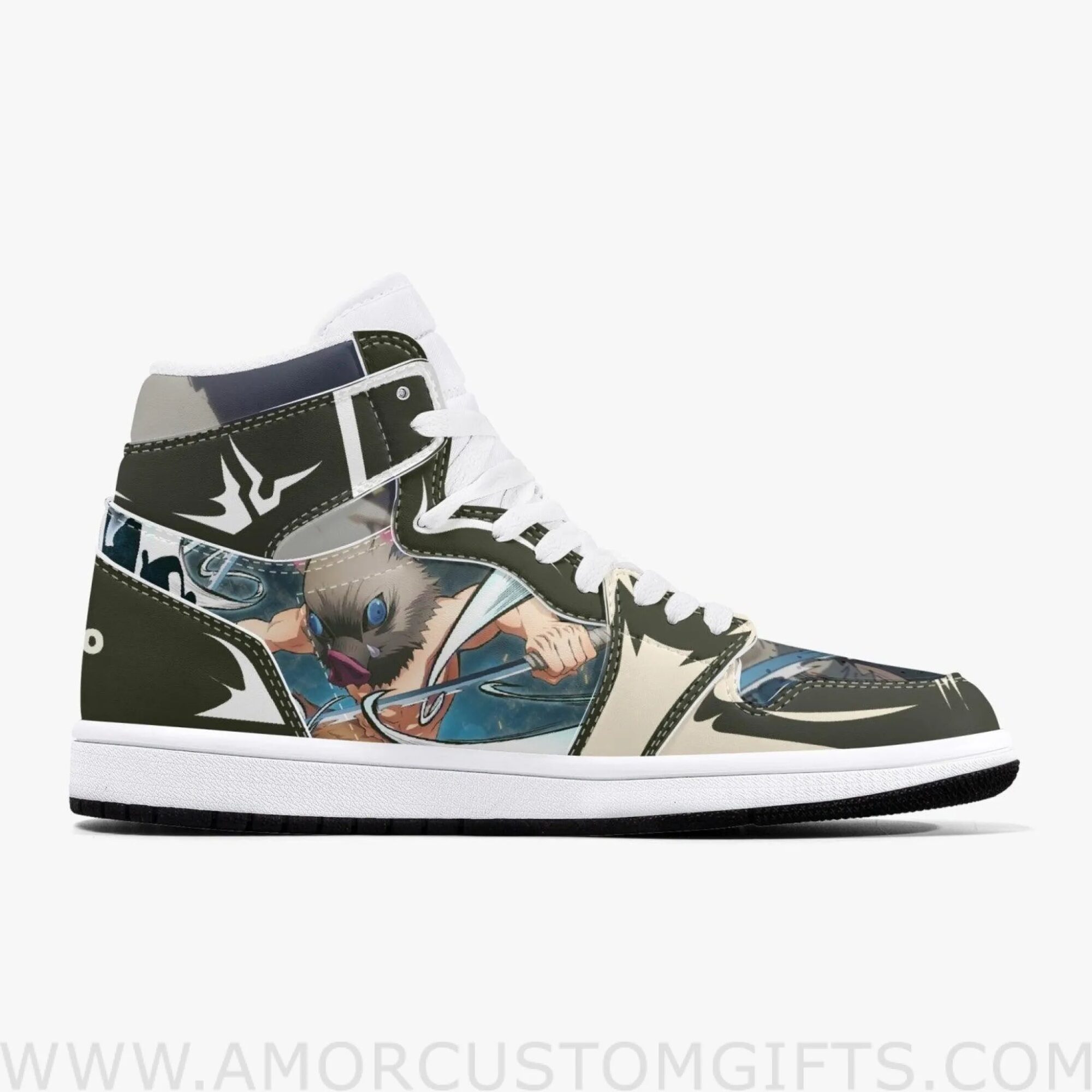 Custom Demon Slayer Hashibira Inosuke JD1 Anime Shoes Mid Top Sneakers