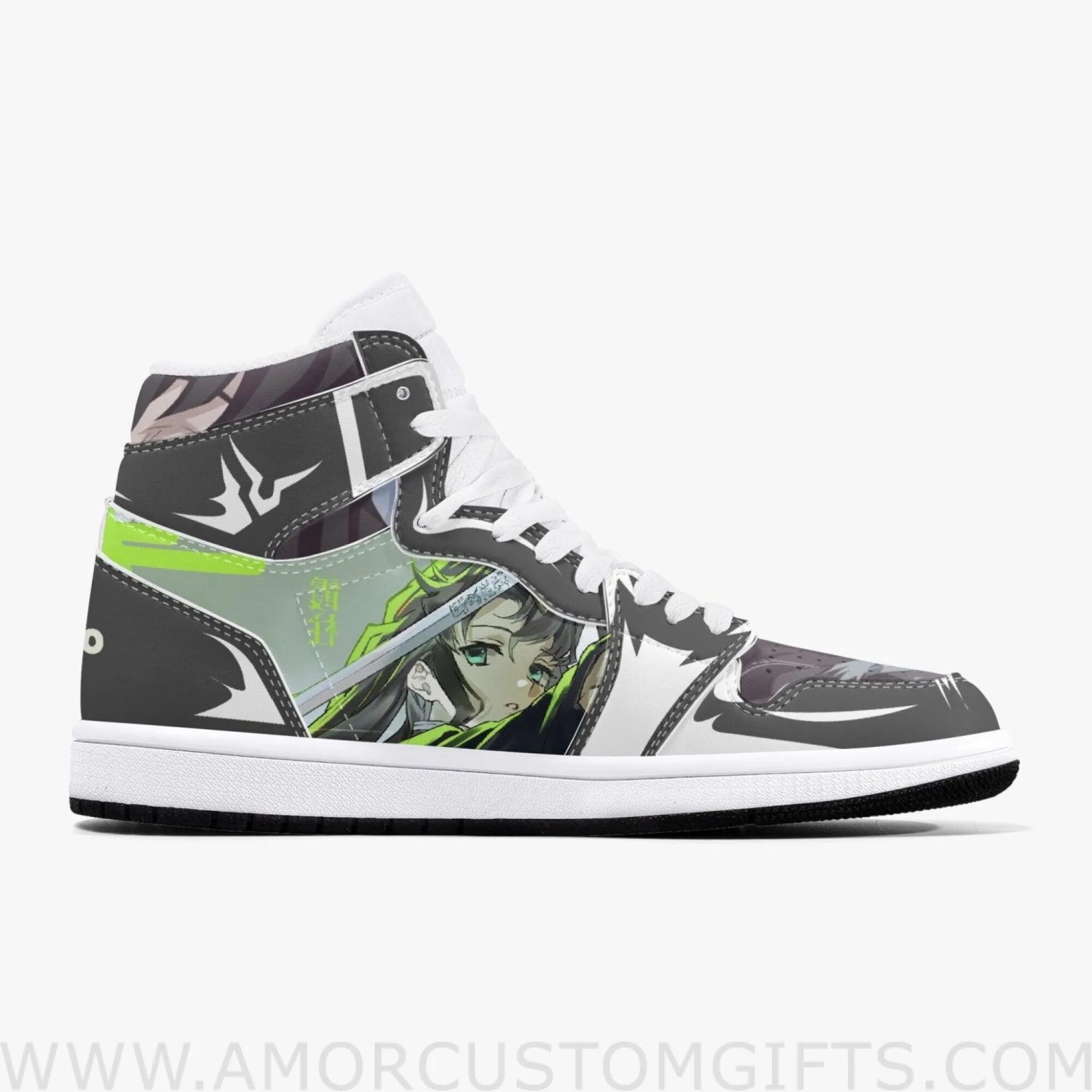 Custom Demon Slayer Muchiro Tokito JD1 Anime Sneakers Mid 1 Basketball Shoes