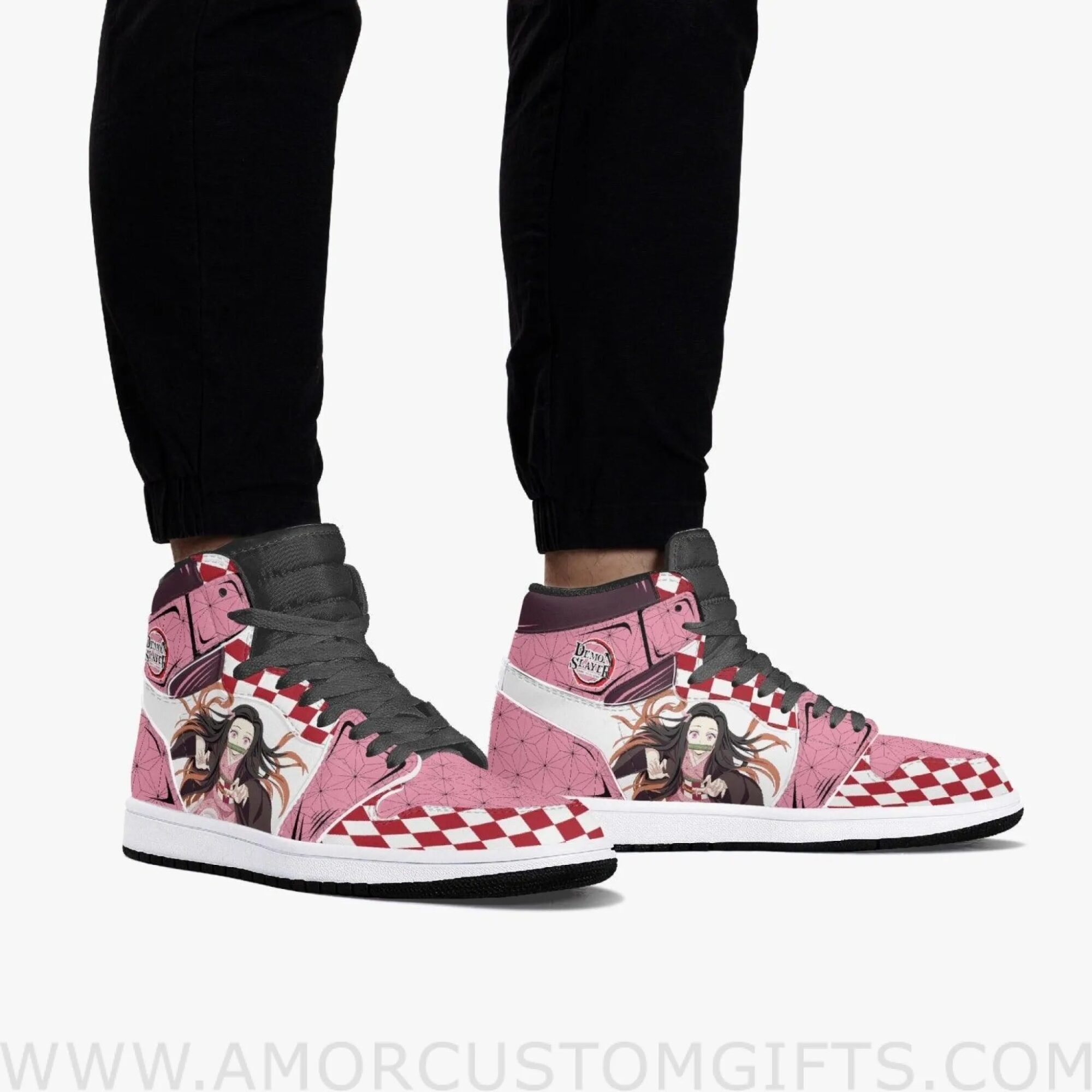 Custom Demon Slayer Nezuko JD1 Anime Sneakers Mid 1 Basketball Shoes