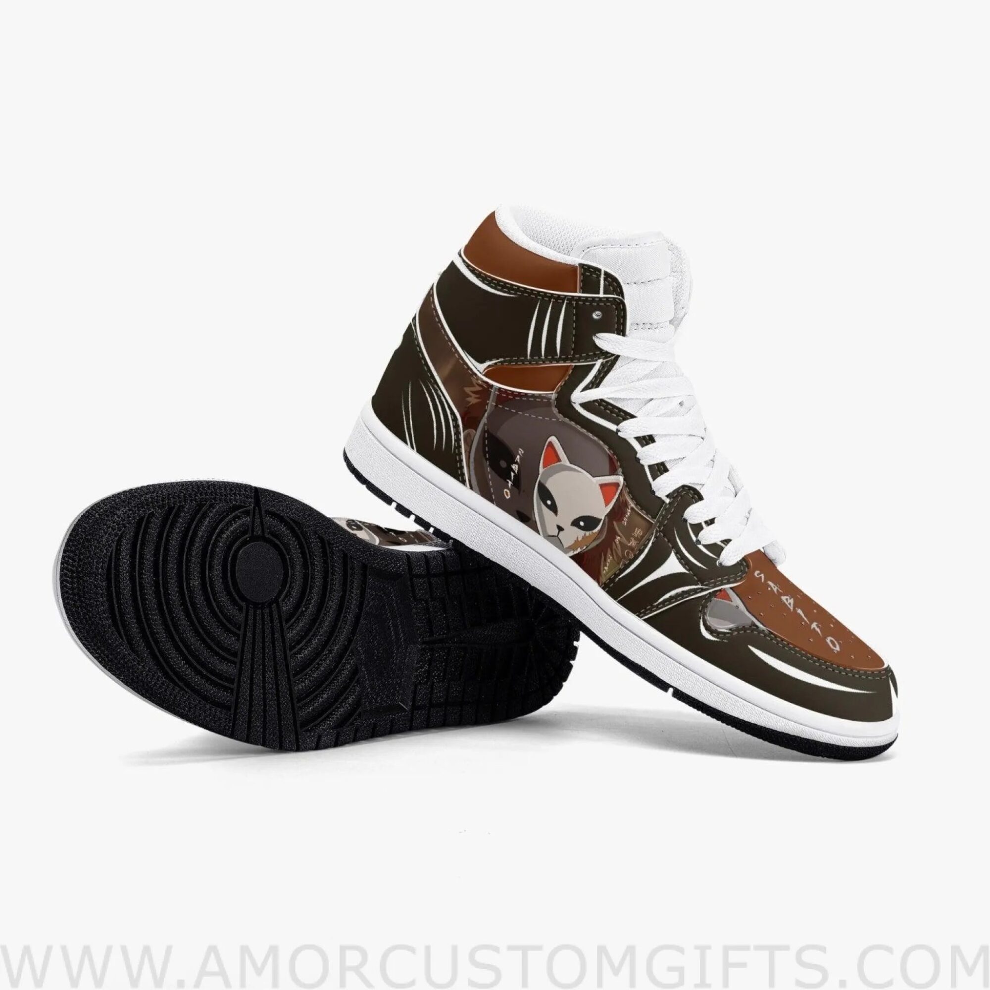 Custom Demon Slayer SABITO JD1 Anime Sneakers Mid 1 Basketball Shoes