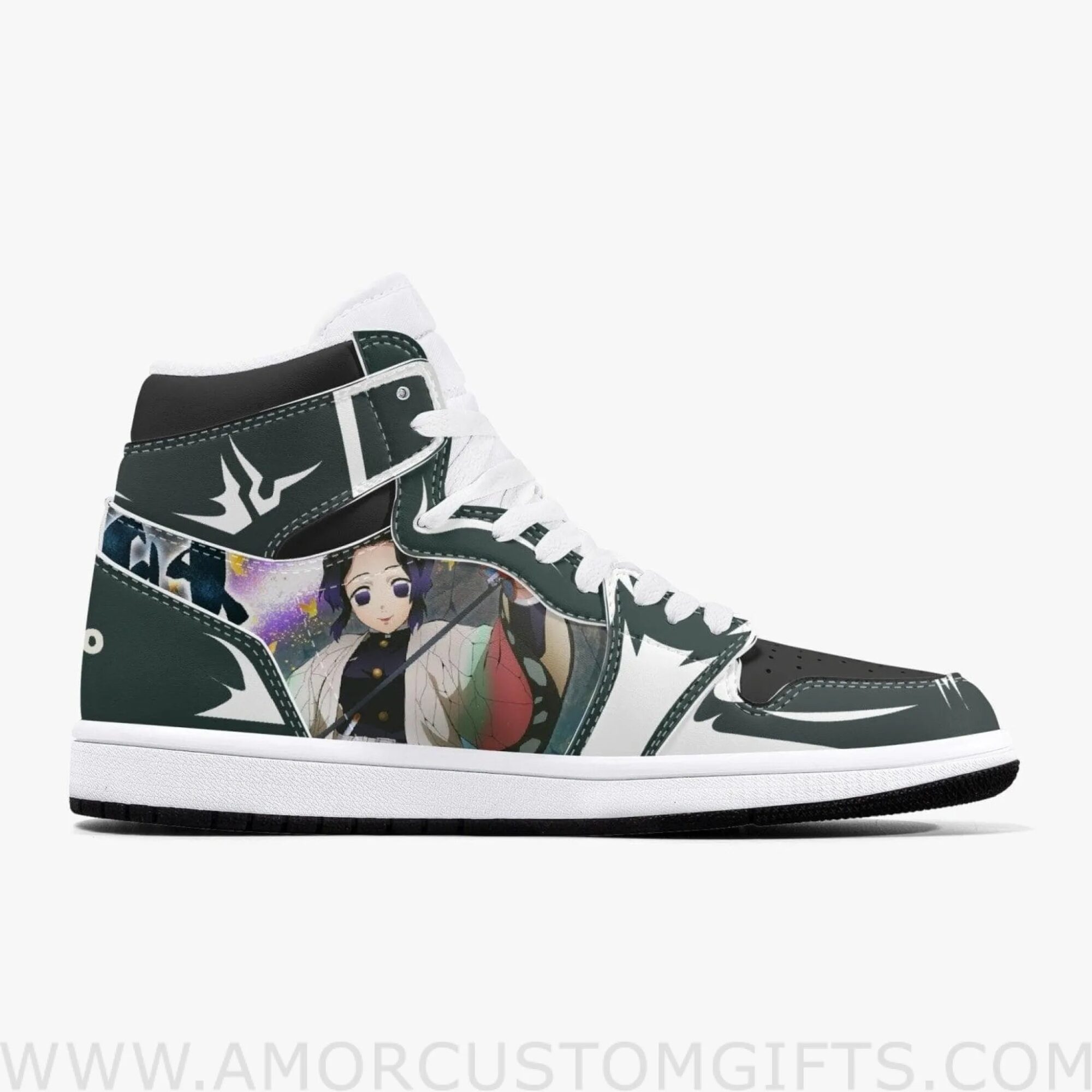 Custom Demon Slayer Shinobu Kocho JD1 Anime Sneakers Mid 1 Basketball Shoes