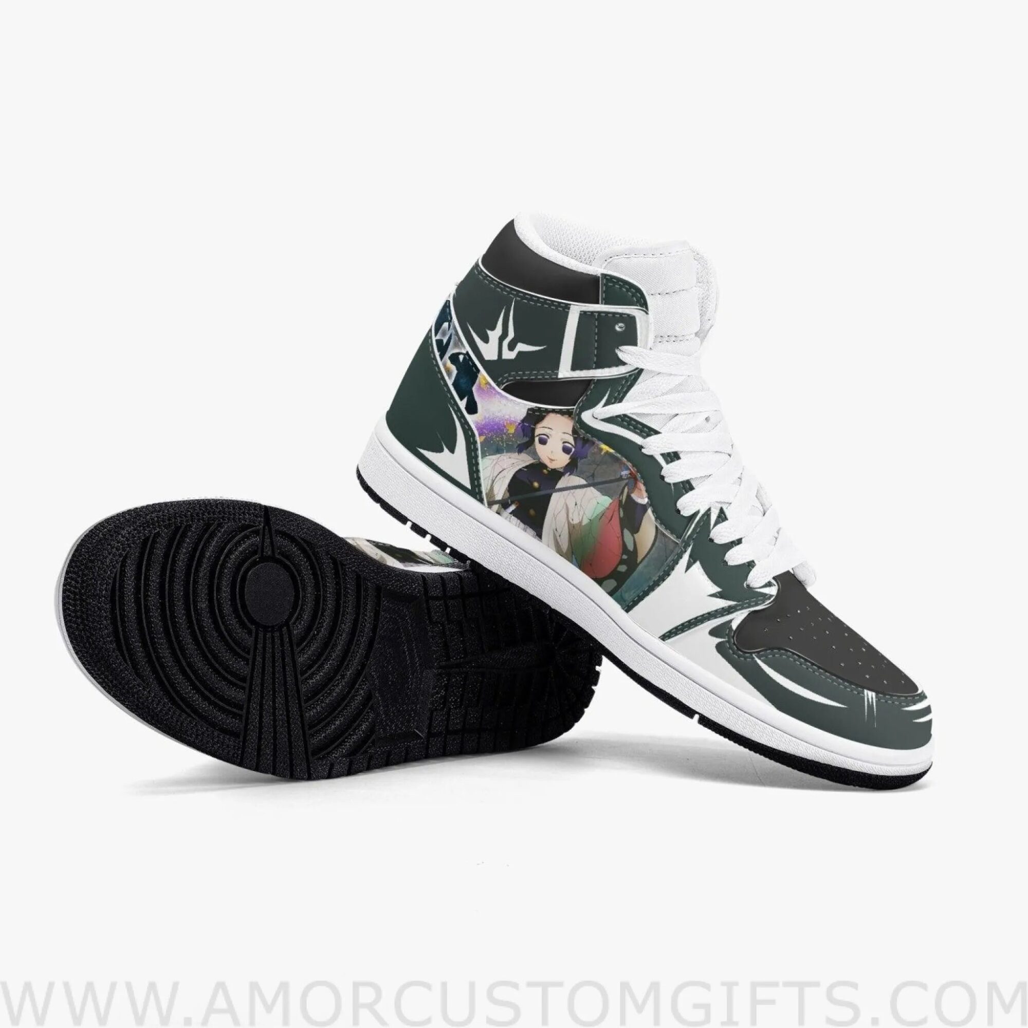 Custom Demon Slayer Shinobu Kocho JD1 Anime Sneakers Mid 1 Basketball Shoes