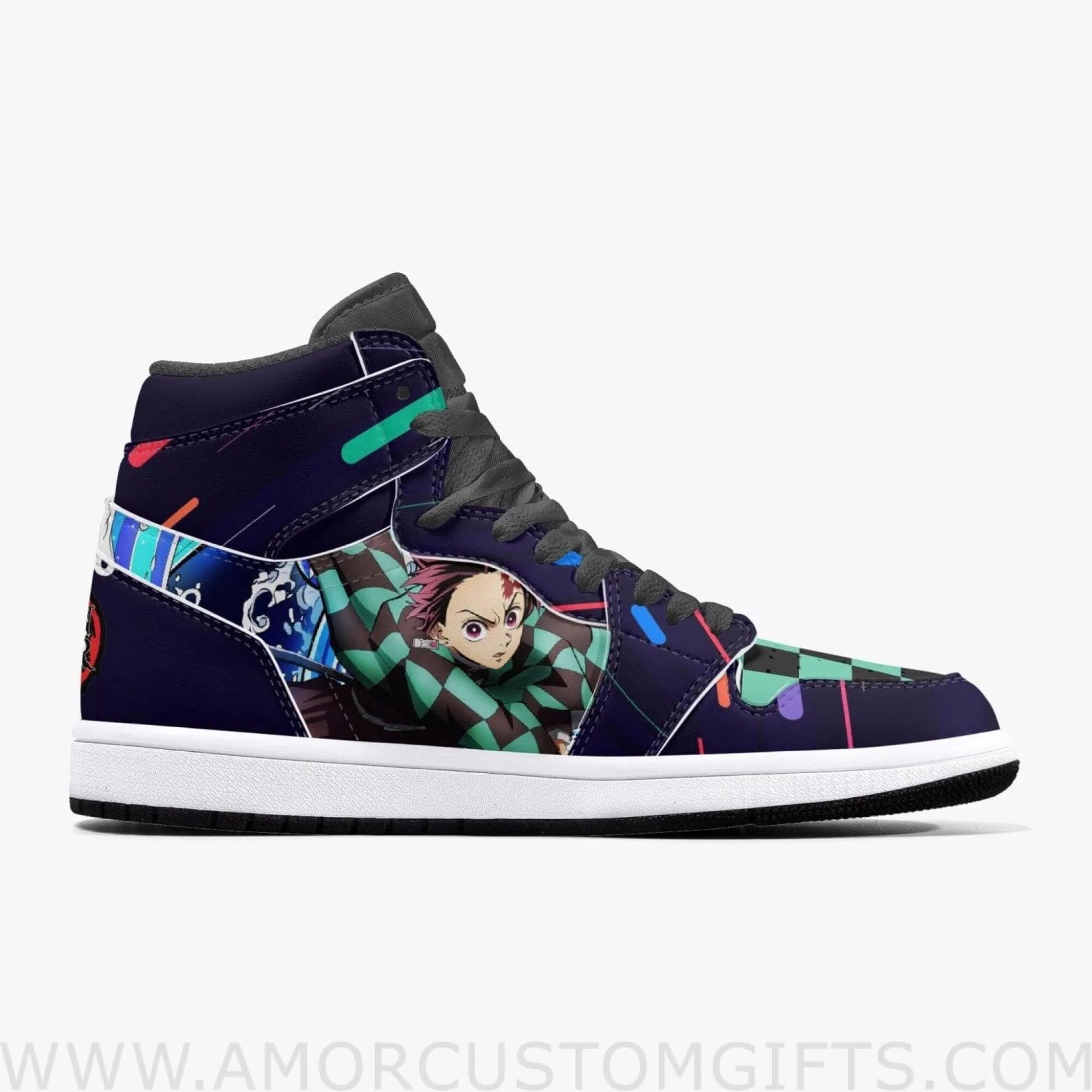 Custom Demon Slayer Tanjiro Kamado JD1 Anime Sneakers Mid 1 Basketball Shoes