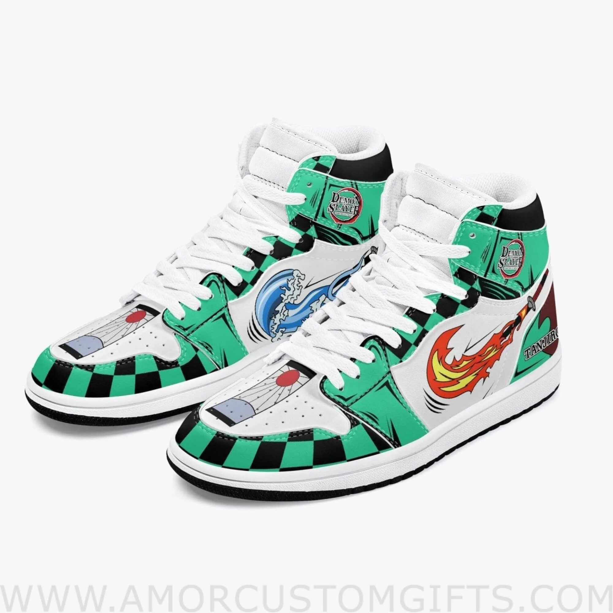 Custom Demon Slayer Water & Sun Breathing JD1 Anime Shoes Mid Top Sneakers