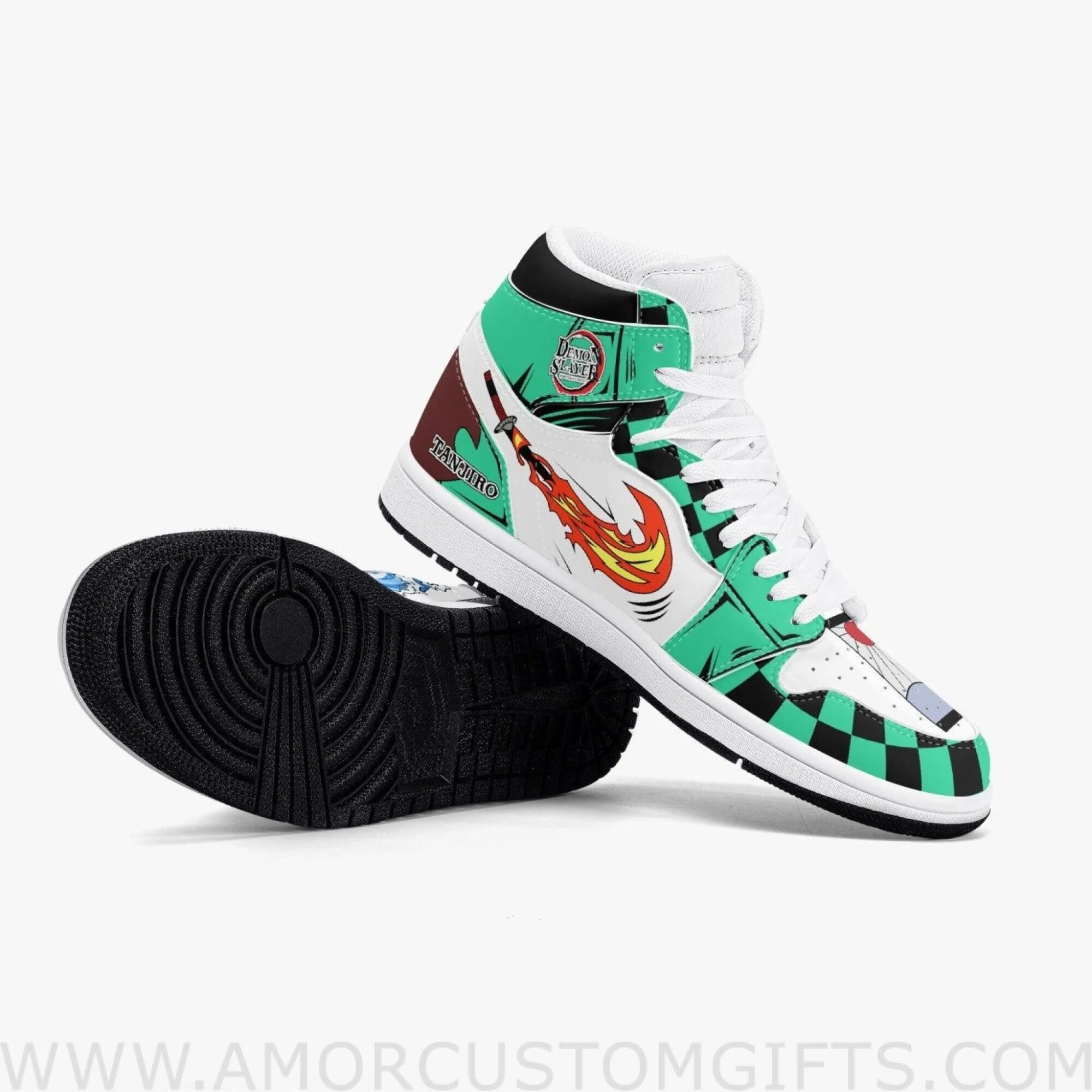 Custom Demon Slayer Water & Sun Breathing JD1 Anime Shoes Mid Top Sneakers