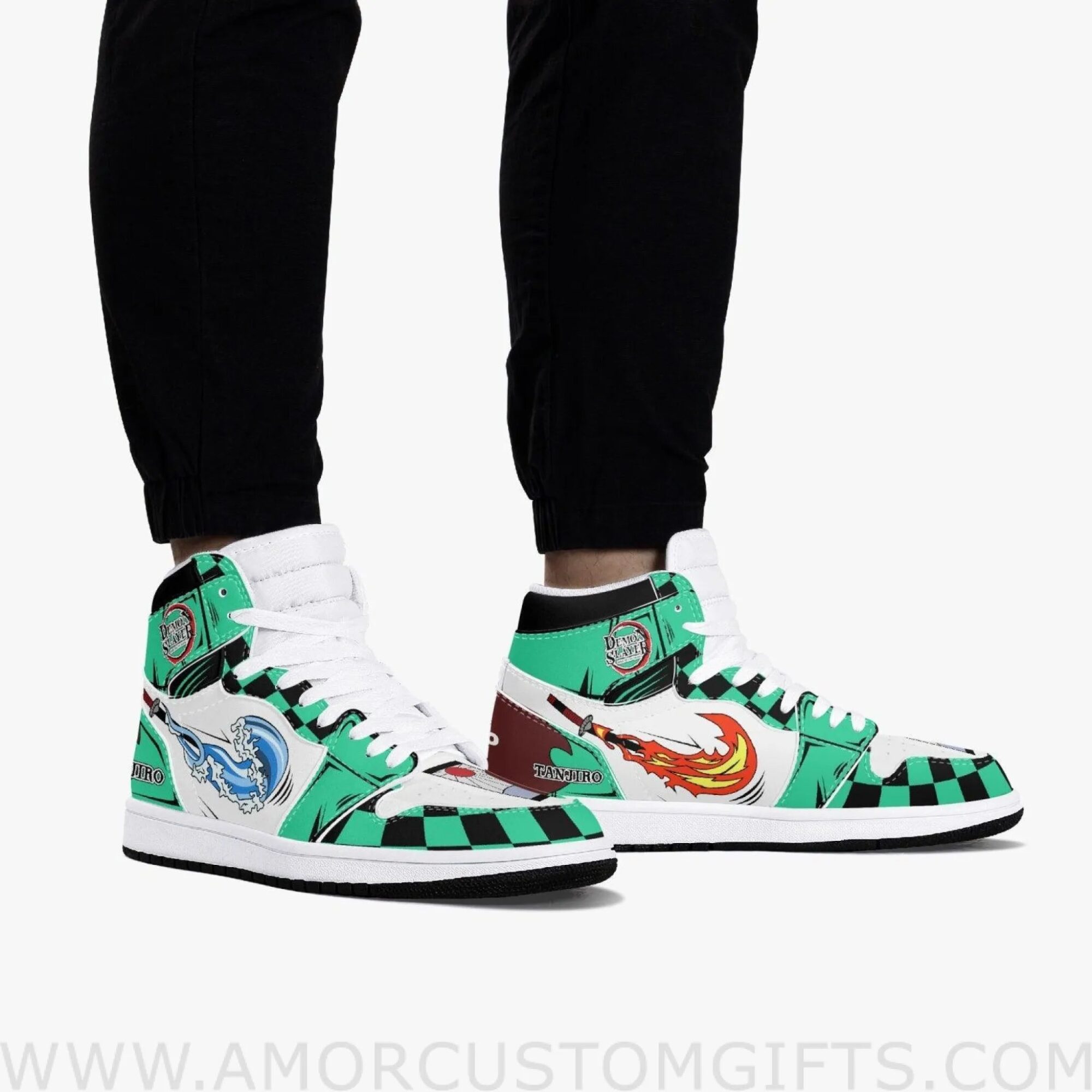 Custom Demon Slayer Water & Sun Breathing JD1 Anime Shoes Mid Top Sneakers