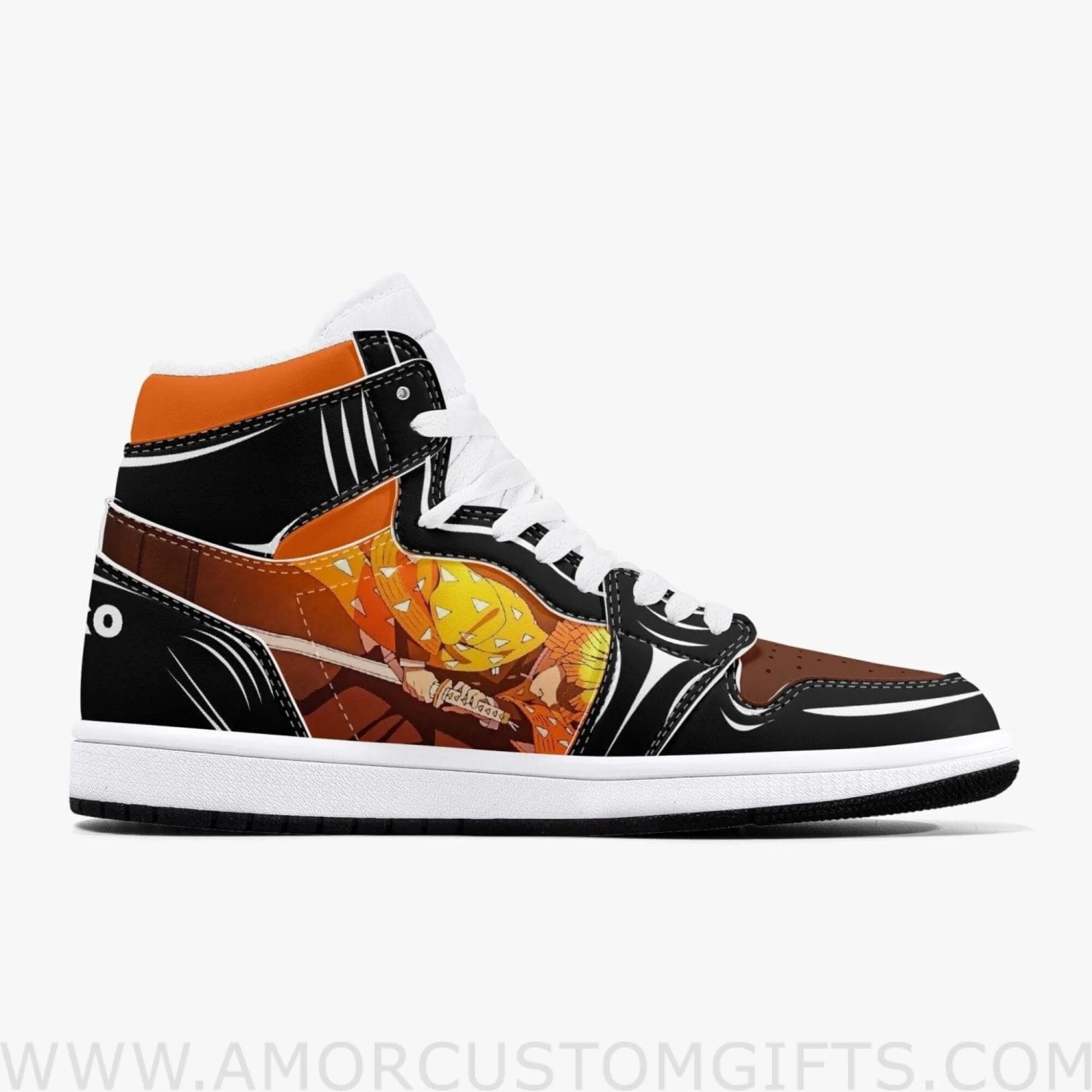 Custom Demon Slayer Zenitsu Agatsuma JD1 Anime Sneakers Mid 1 Basketball Shoes