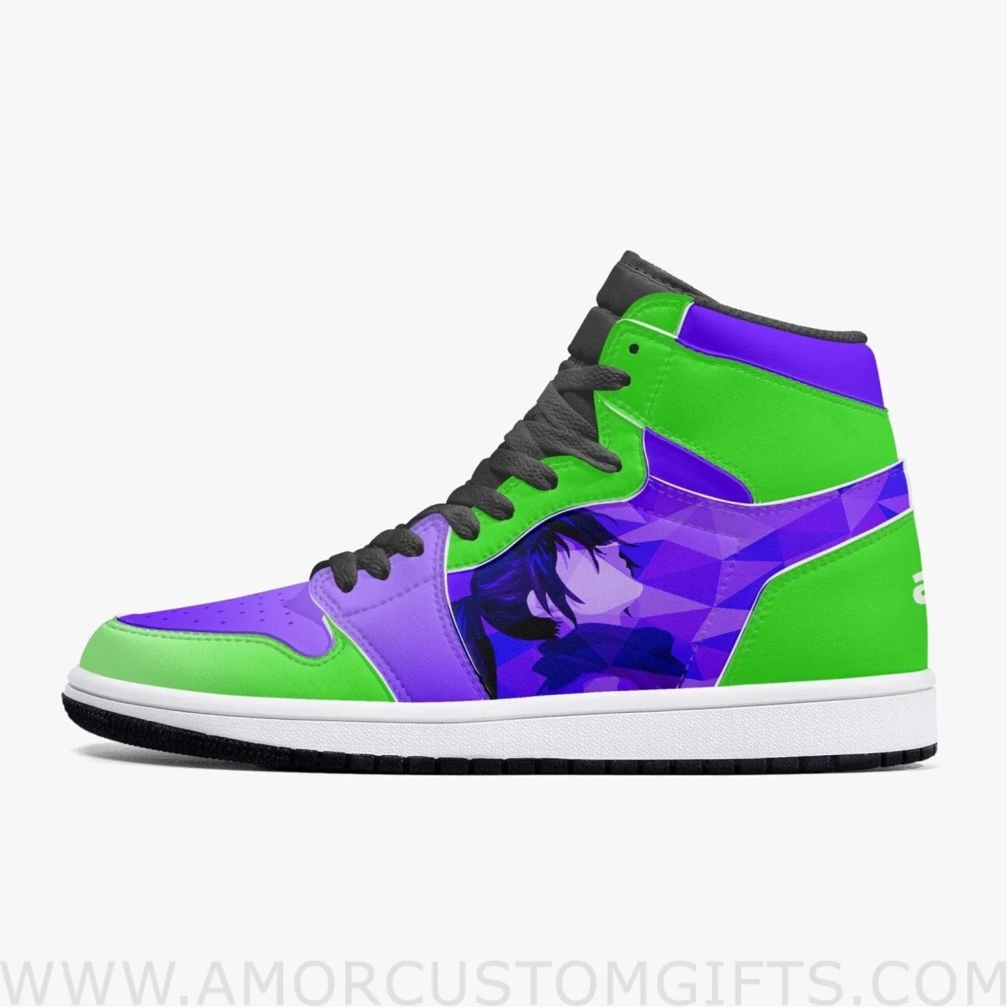 Custom Dororo Hyakkimaru Green/Purple JD1 Anime Sneakers Mid 1 Basketball Shoes