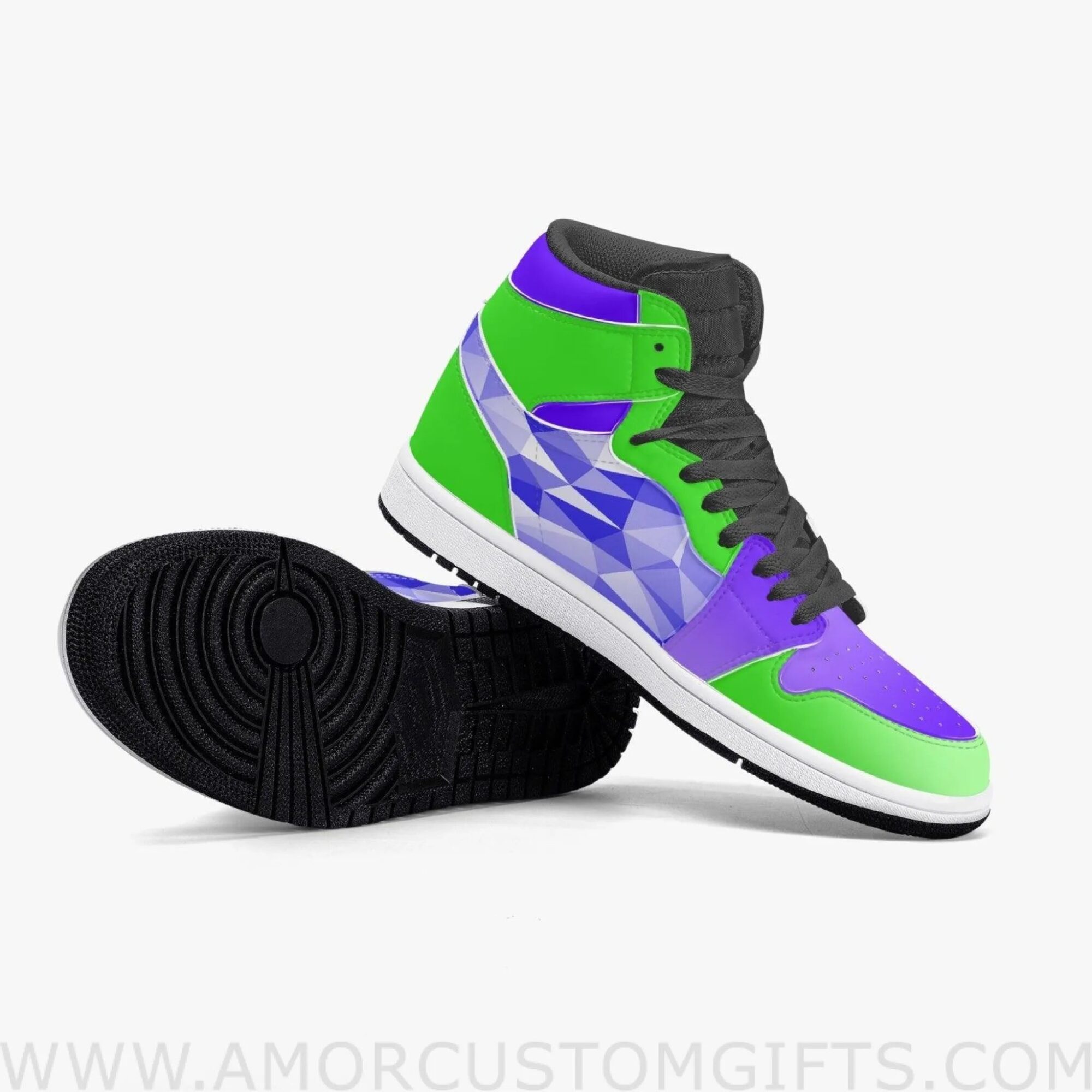 Custom Dororo Hyakkimaru Green/Purple JD1 Anime Sneakers Mid 1 Basketball Shoes