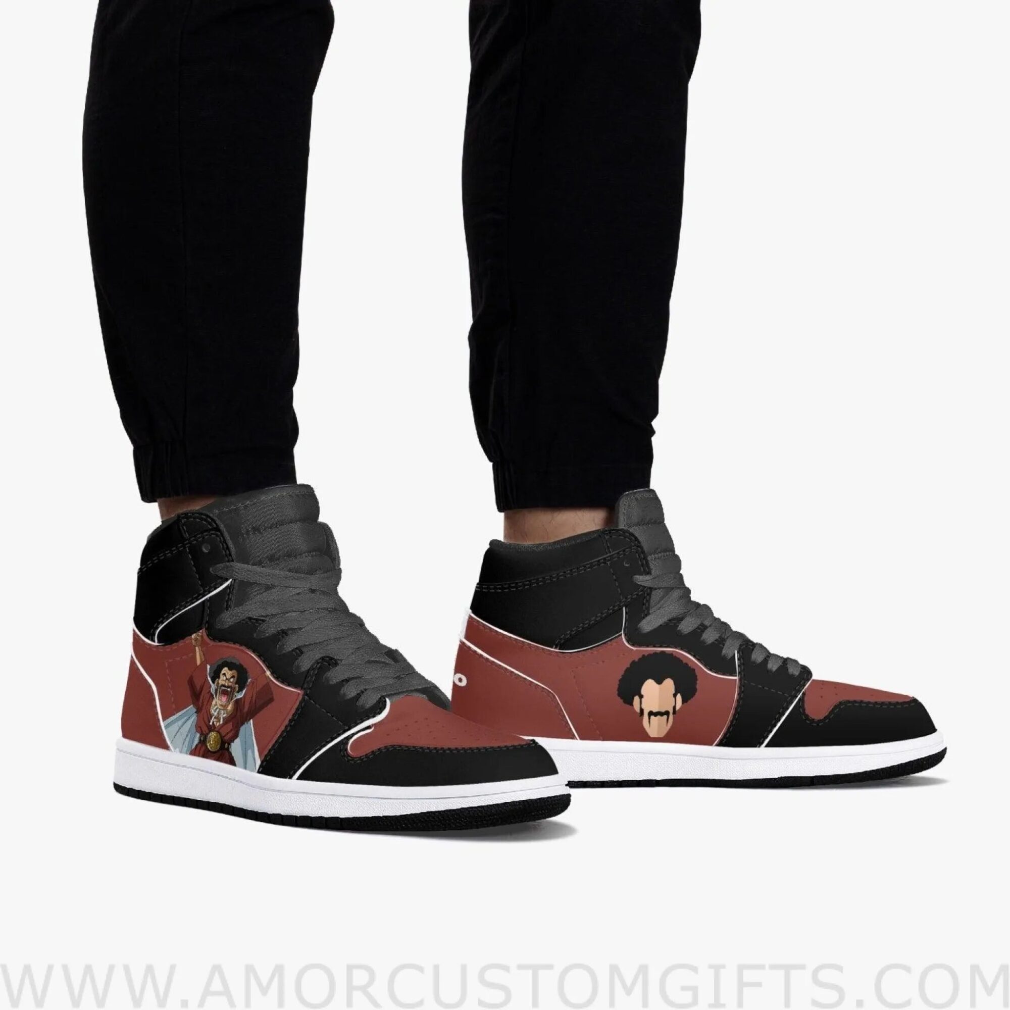 Custom Dragon Ball Super Mr. Satan JD1 Anime Sneakers Mid 1 Basketball Shoes