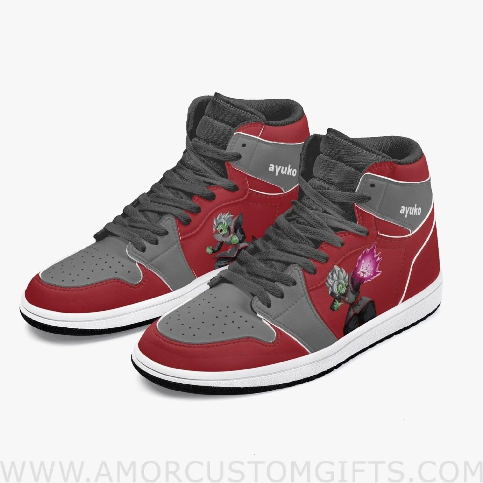 Custom Dragon Ball Z Zamasu Red/Grey JD1 Anime Sneakers Mid 1 Basketball Shoes