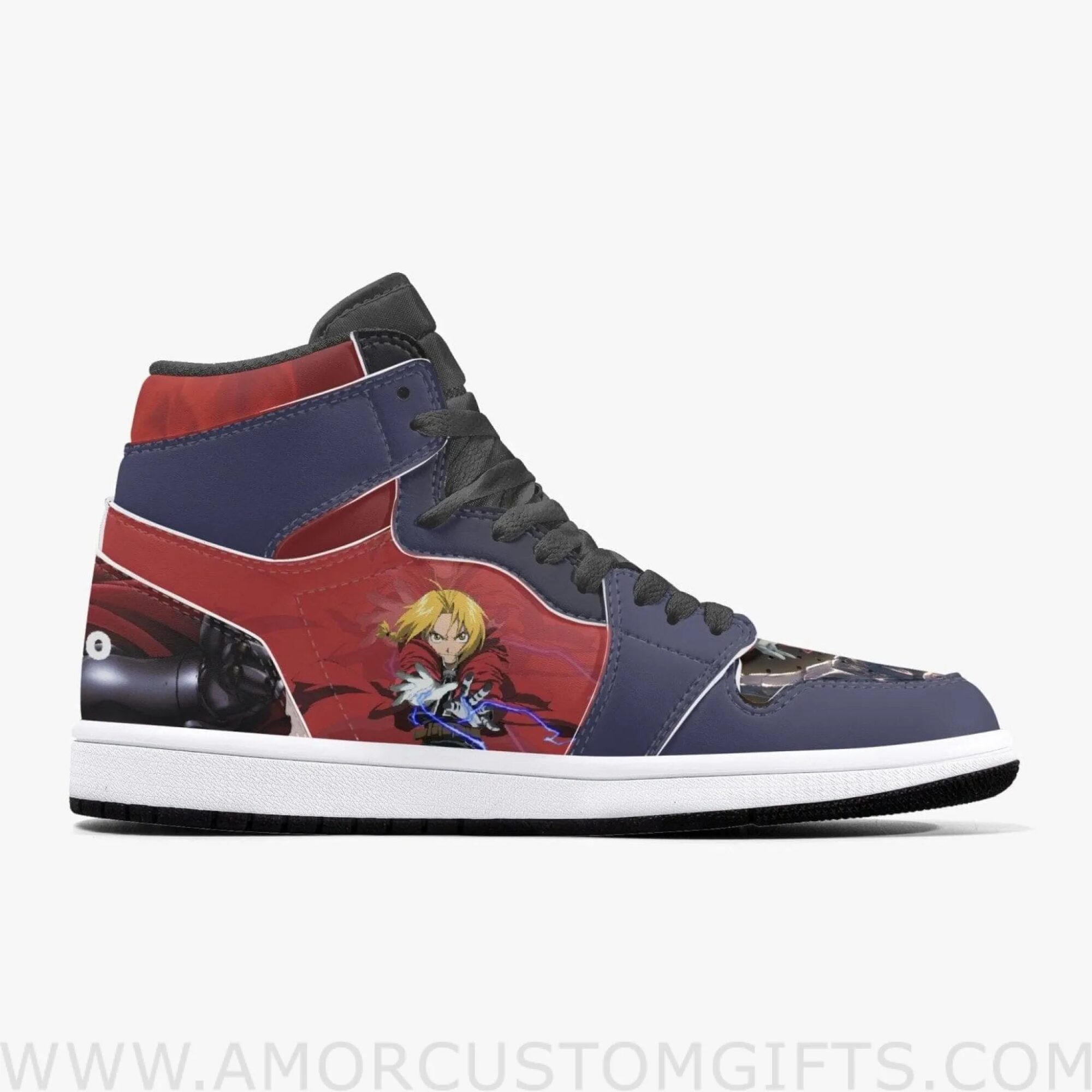 Custom Fullmetal Alchemist Edward JD1 Anime Sneakers Mid 1 Basketball Shoes