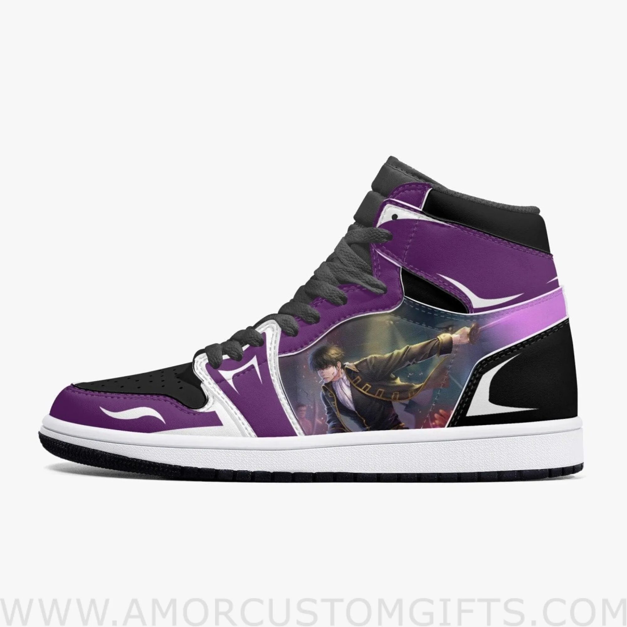 Custom Gintama Hijikata Toshiro JD1 Anime Sneakers Mid 1 Basketball Shoes