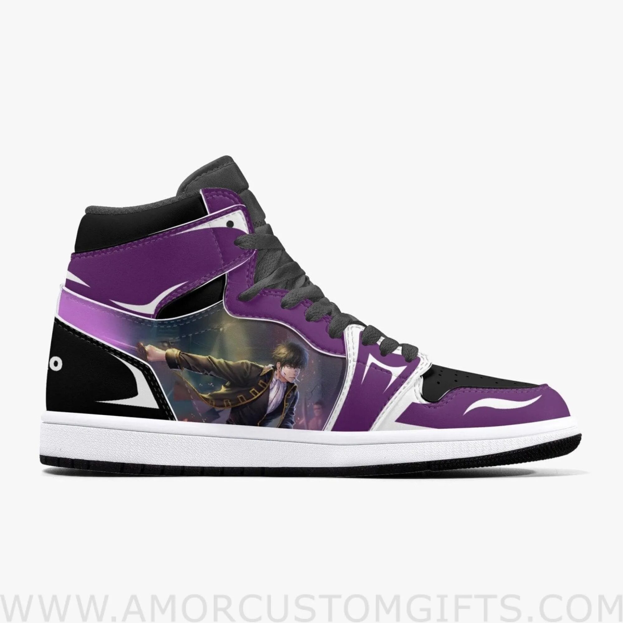 Custom Gintama Hijikata Toshiro JD1 Anime Sneakers Mid 1 Basketball Shoes