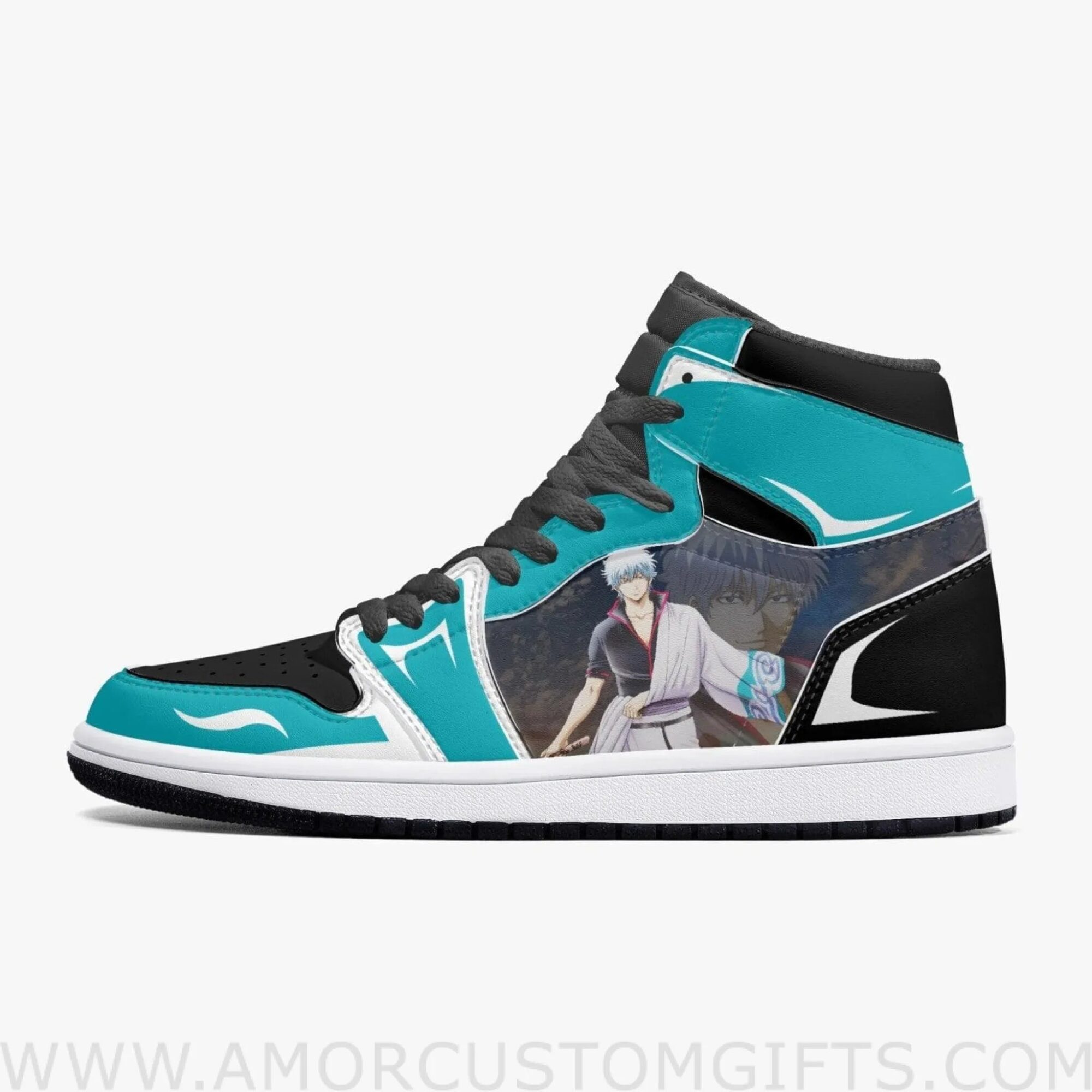 Custom Gintama Sakata Gintoki JD1 Anime Sneakers Mid 1 Basketball Shoes