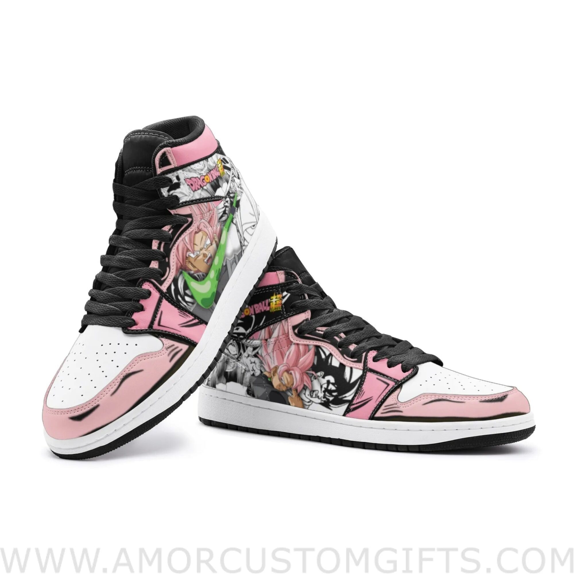 Custom Goku Pink Dragon Ball Super Mid Top Basketball Sneakers Shoes | Personalizable Anime Fan Sneakers