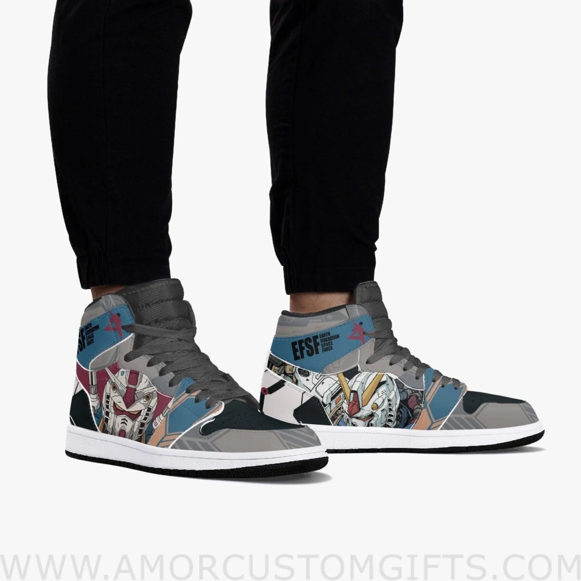 Custom Gundam JD1 Anime Sneakers Mid 1 Basketball Shoes