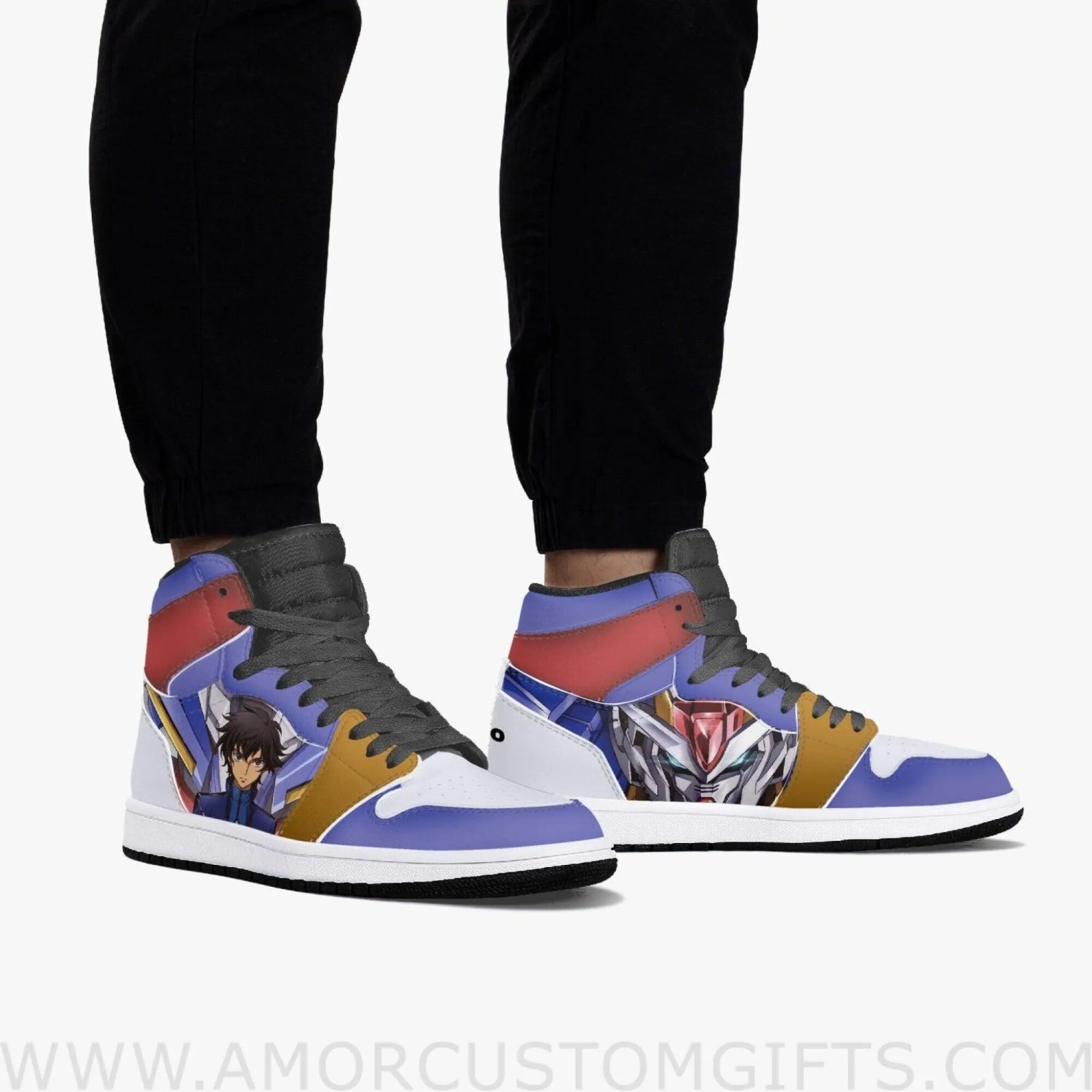 Custom Gundam Setsuna JD1 Anime Sneakers Mid 1 Basketball Shoes