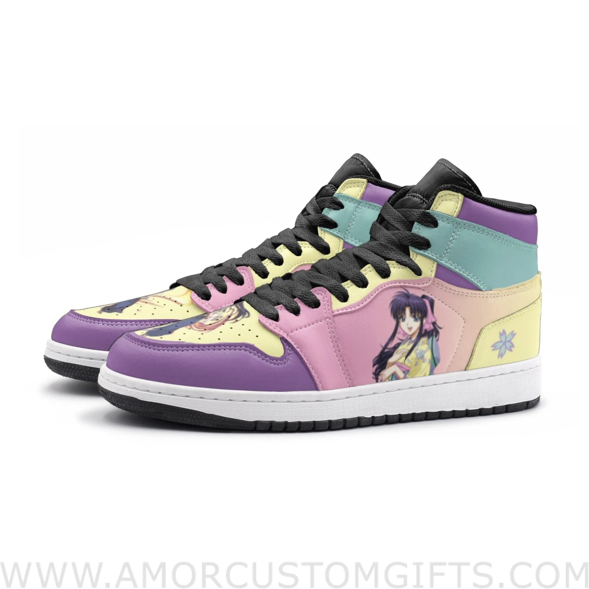 Custom Kaoru Kamiya Rurouni Kenshin Mid Top Basketball Sneakers Shoes | Personalizable Anime Fan Sneakers