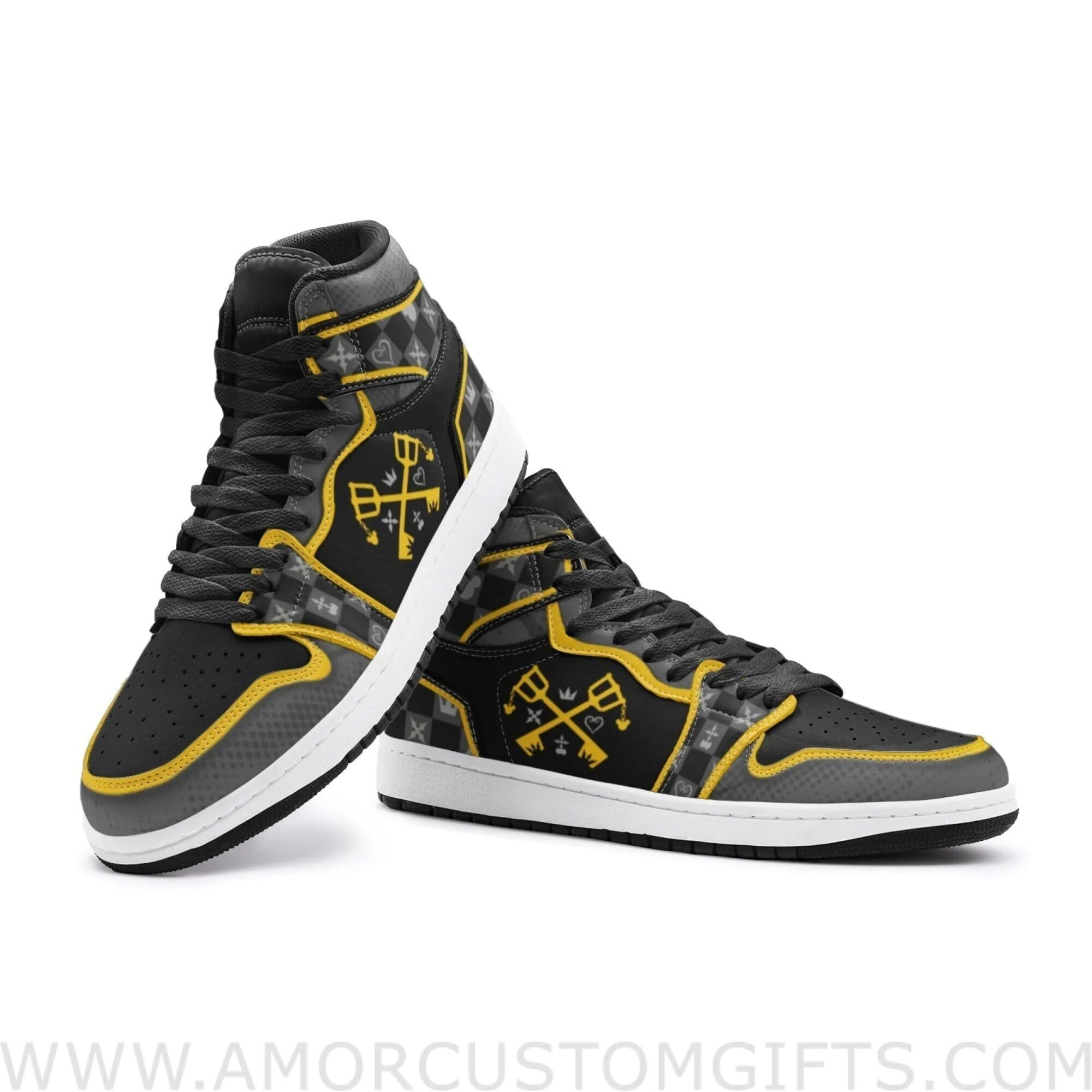 Custom Kingdom Hearts V2 Mid Top Basketball Sneakers Shoes | Personalizable Anime Fan Sneakers