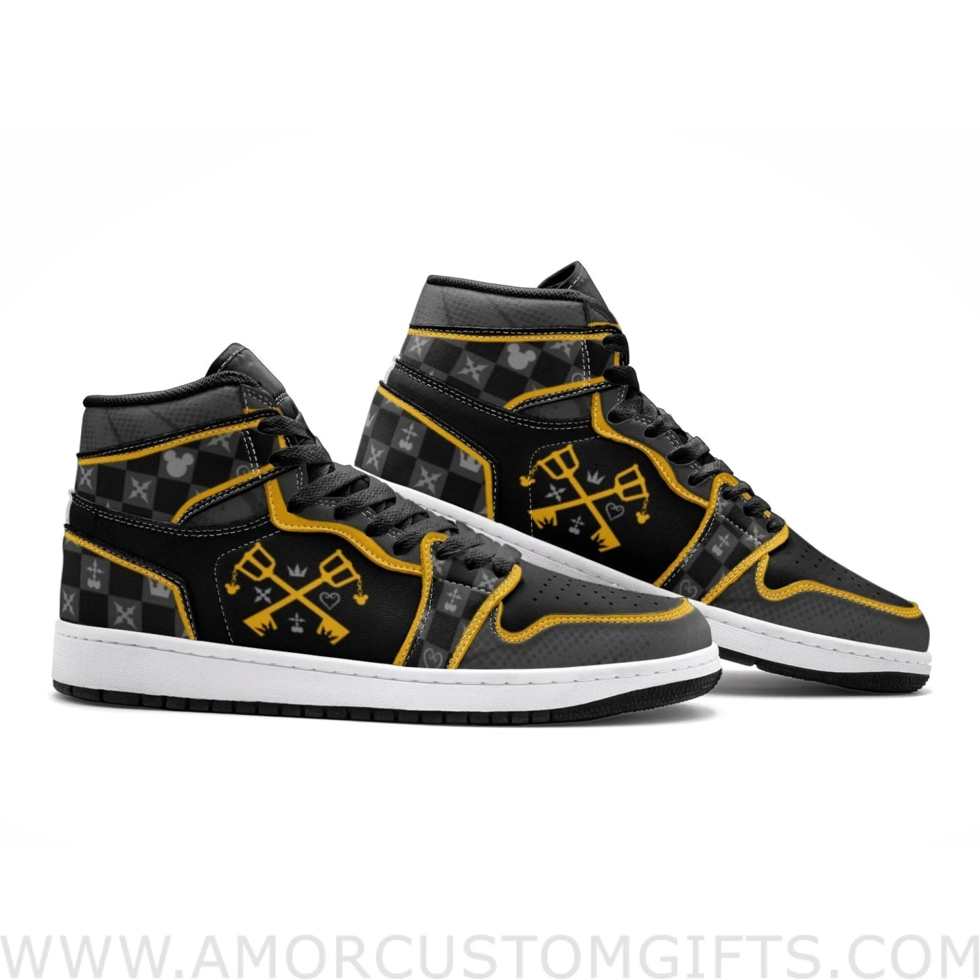 Custom Kingdom Hearts V2 Mid Top Basketball Sneakers Shoes | Personalizable Anime Fan Sneakers