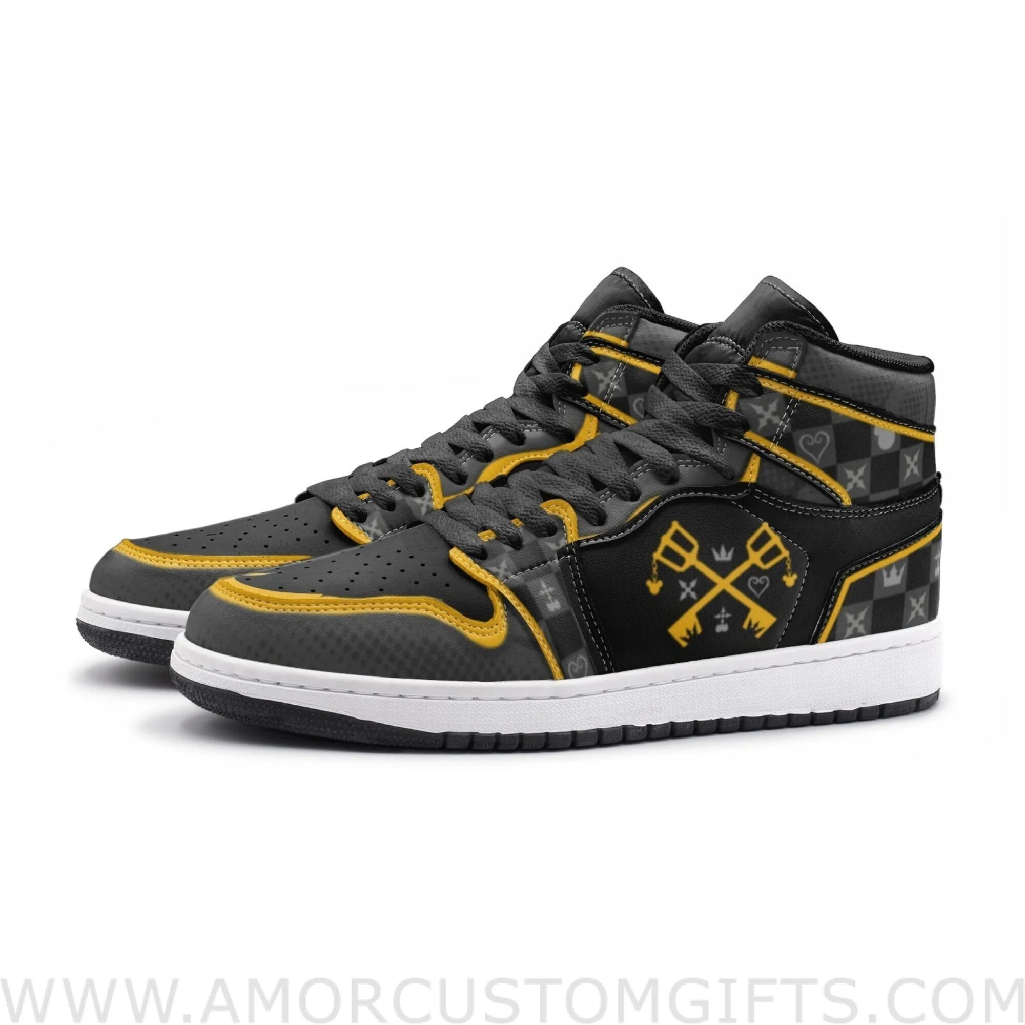 Custom Kingdom Hearts V2 Mid Top Basketball Sneakers Shoes | Personalizable Anime Fan Sneakers