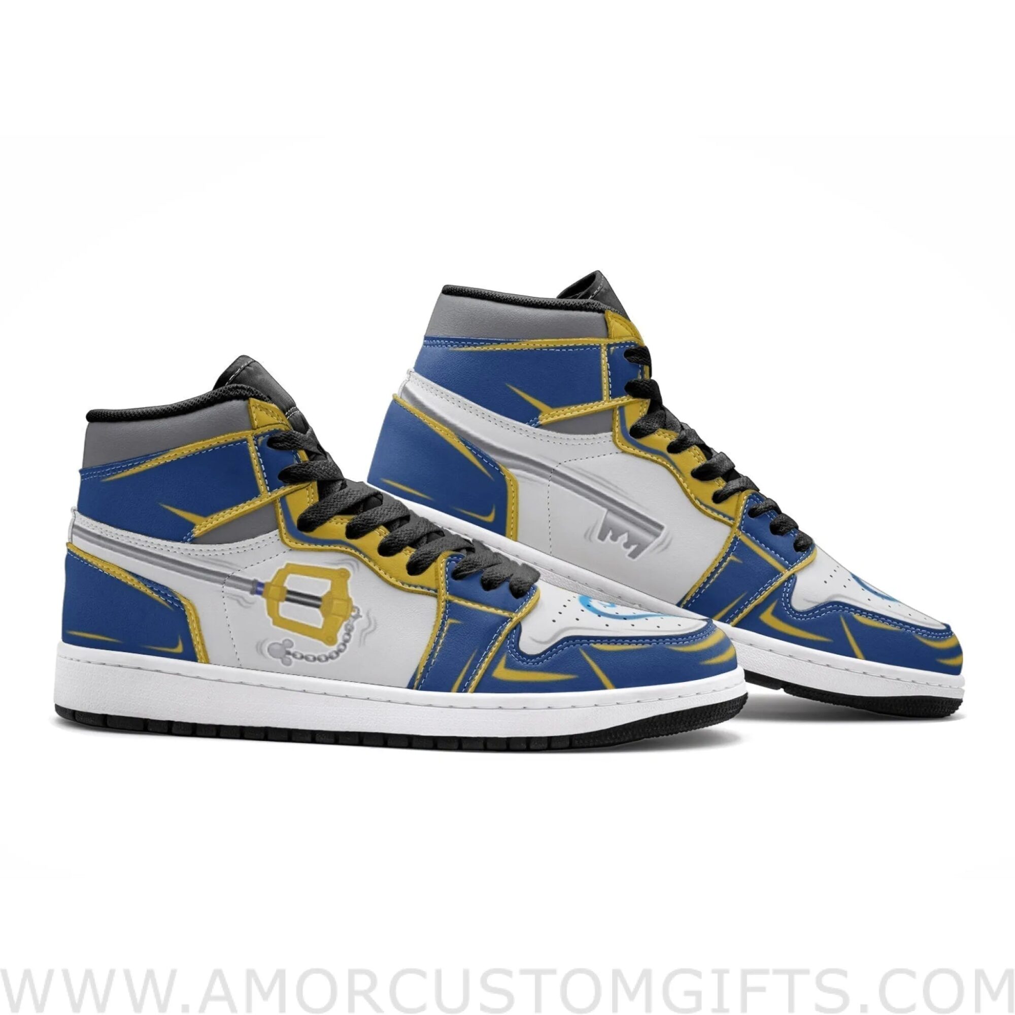 Custom Kingdom Key Kingdom Hearts Mid Top Basketball Sneakers Shoes | Personalizable Anime Fan Sneakers