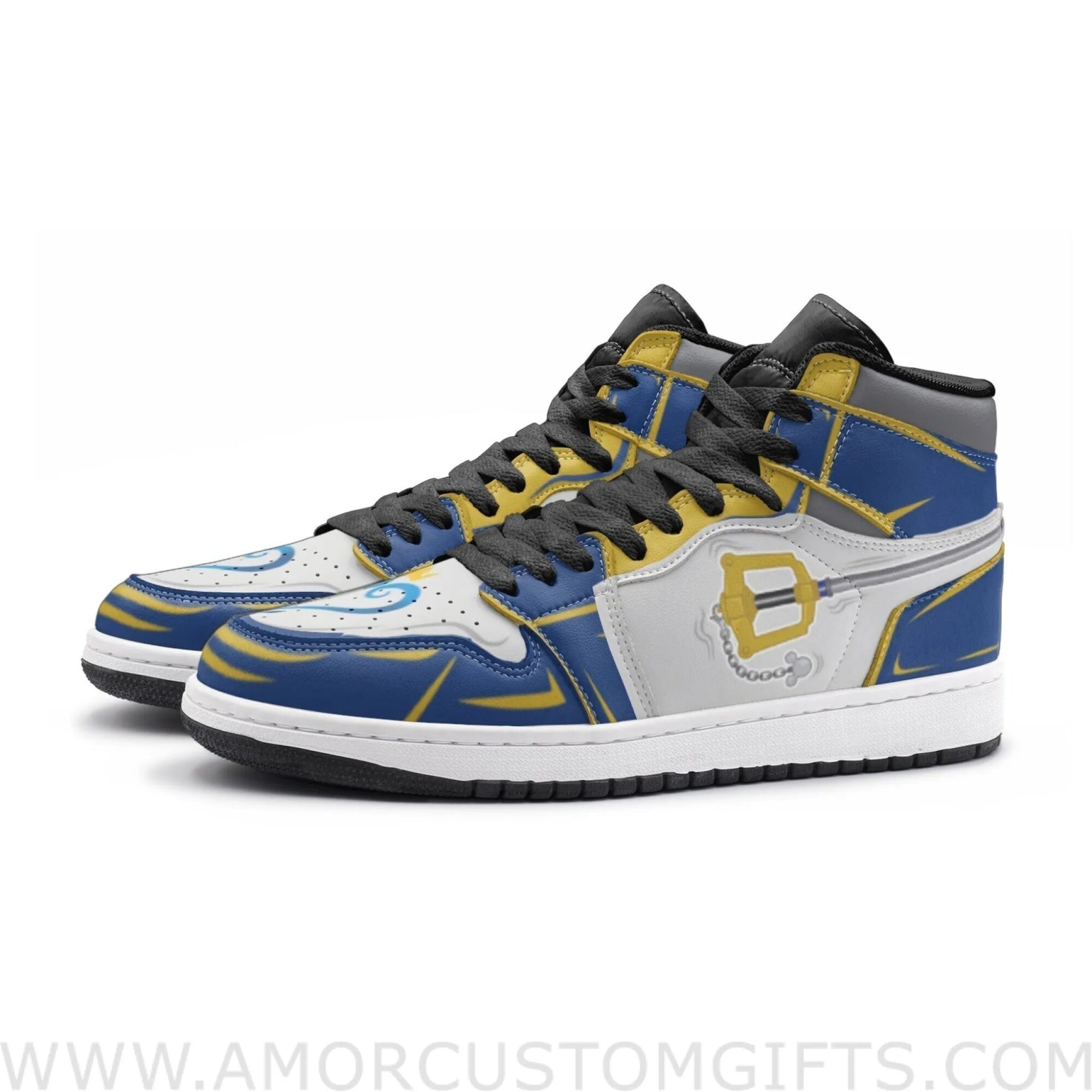 Custom Kingdom Key Kingdom Hearts Mid Top Basketball Sneakers Shoes | Personalizable Anime Fan Sneakers