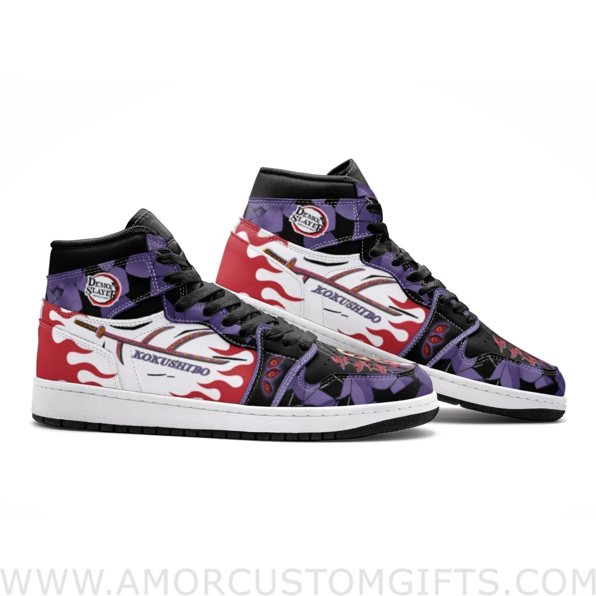 Custom Kokushibo Demon Slayer V2 Mid Top Basketball Sneakers Shoes | Personalizable Anime Fan Sneakers