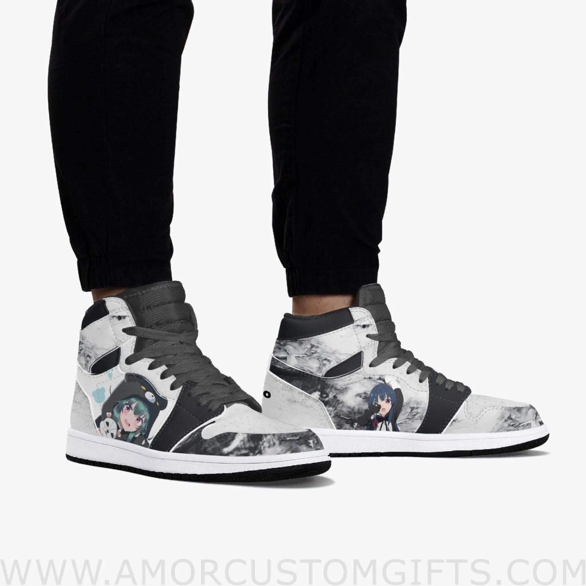 Custom Kuma Kuma Kuma Bear Yuna JD1 Anime Sneakers Mid 1 Basketball Shoes