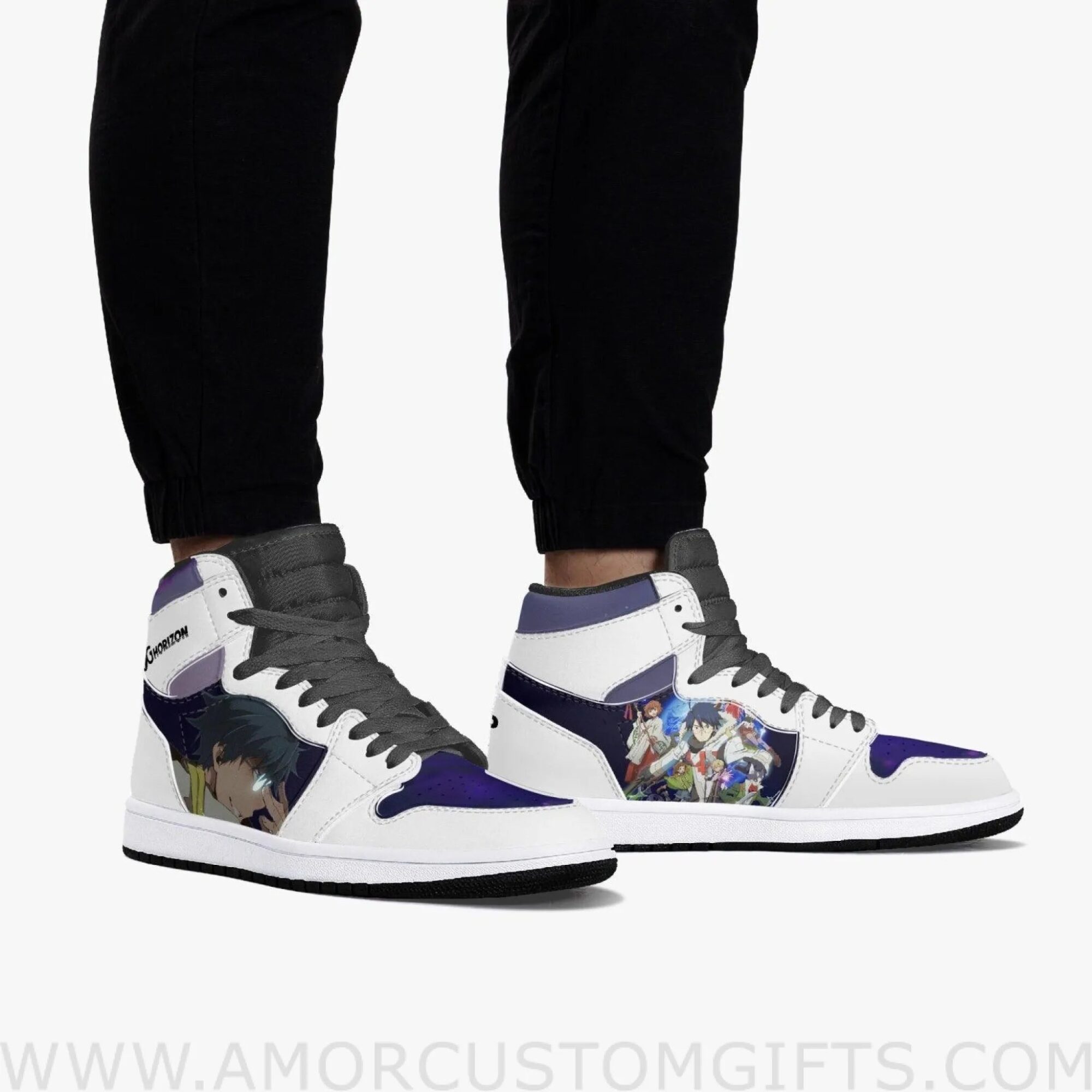 Custom Log Horizon Shiroe JD1 Anime Sneakers Mid 1 Basketball Shoes