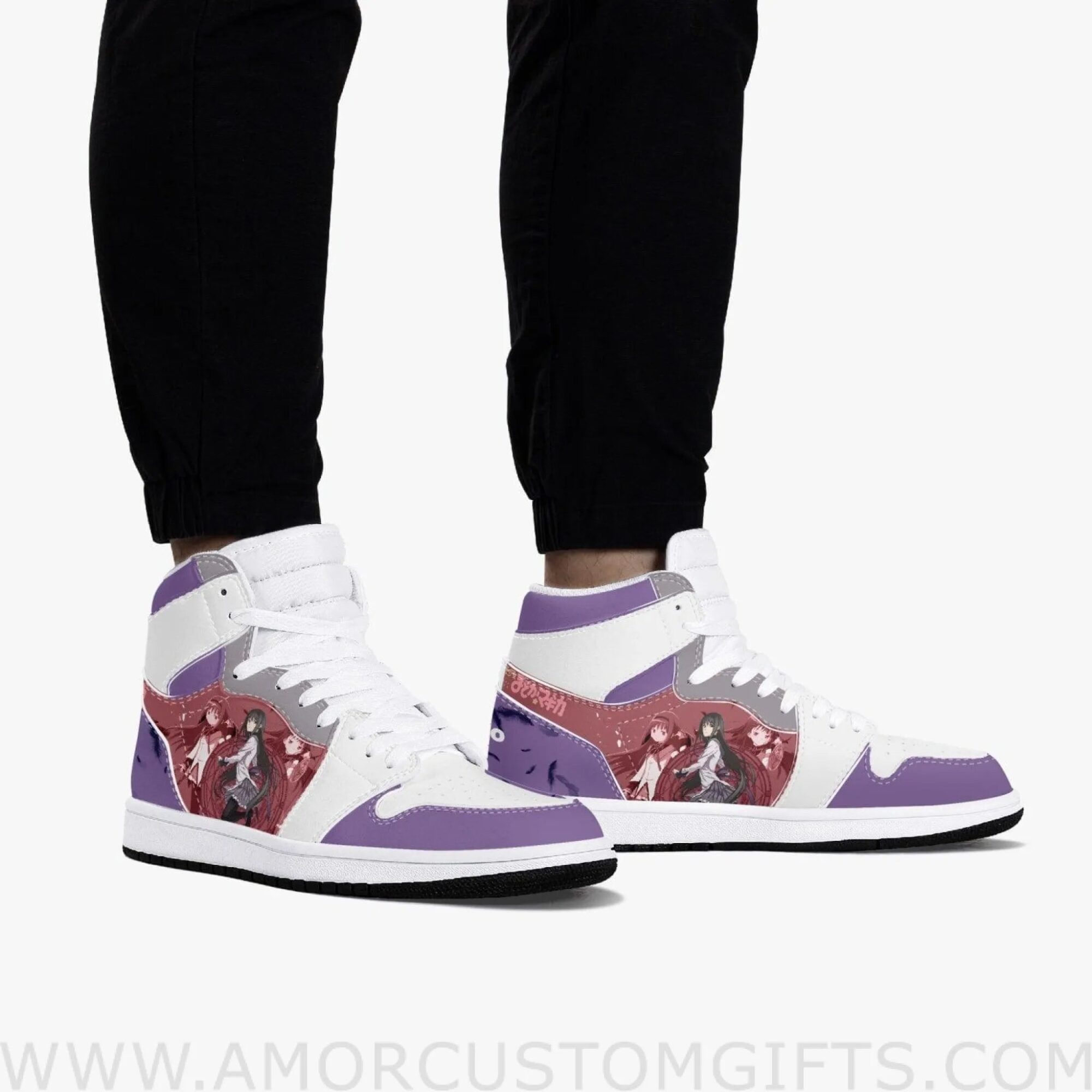 Custom Madoka Magica Akemi JD1 Anime Sneakers Mid 1 Basketball Shoes