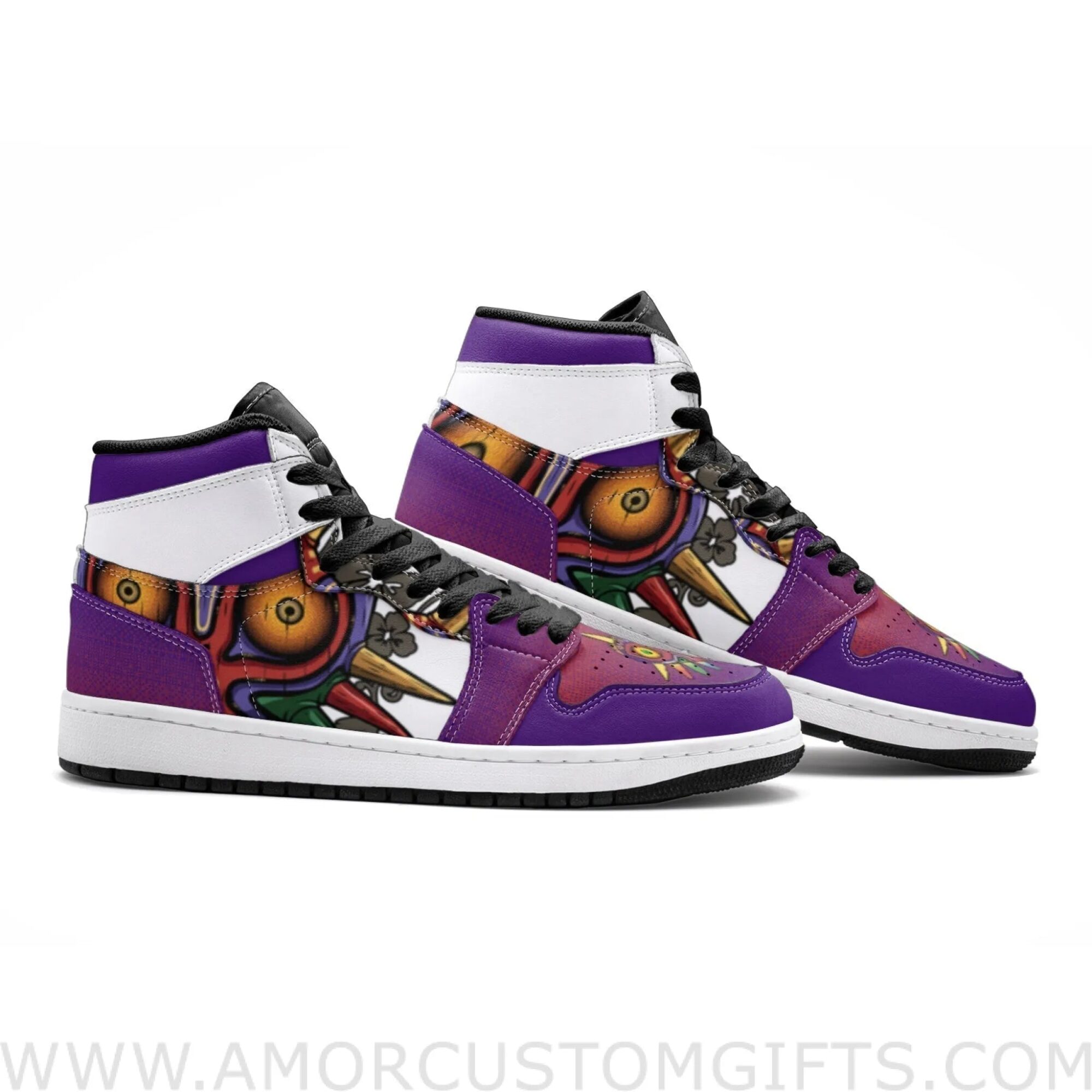 Custom Majora’s Mask Colors Zelda Mid Top Basketball Sneakers Shoes | Personalizable Anime Fan Sneakers