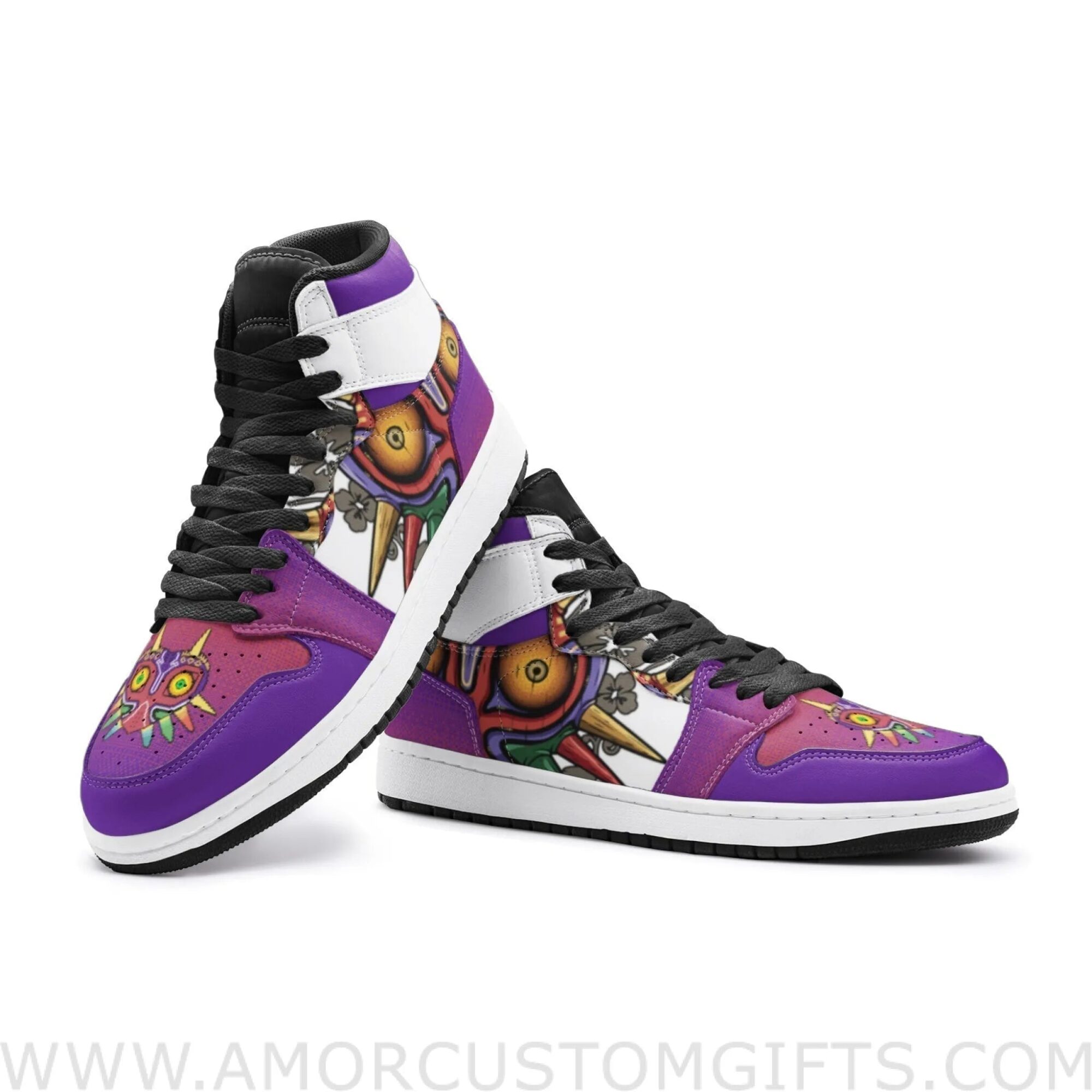 Custom Majora’s Mask Colors Zelda Mid Top Basketball Sneakers Shoes | Personalizable Anime Fan Sneakers