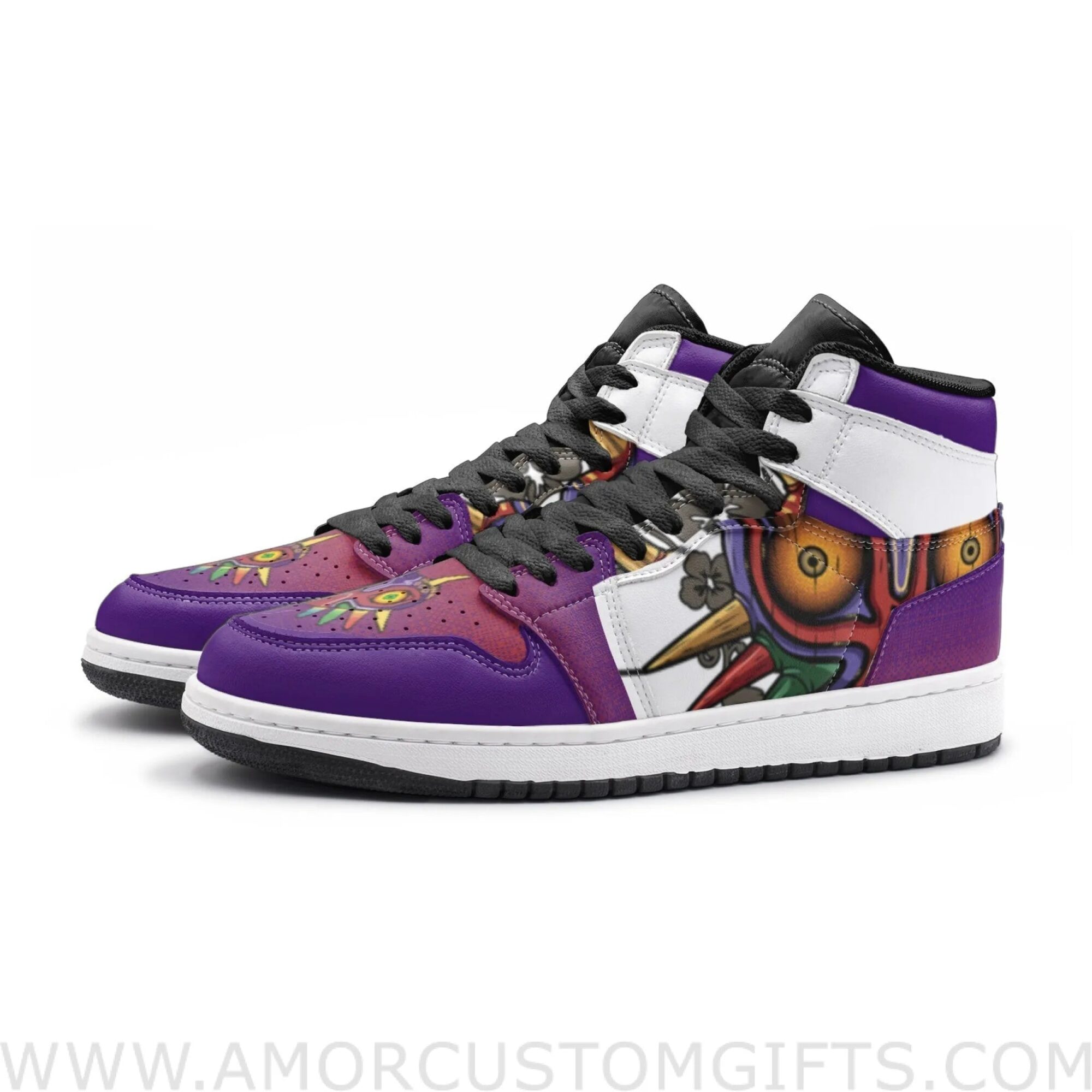 Custom Majora’s Mask Colors Zelda Mid Top Basketball Sneakers Shoes | Personalizable Anime Fan Sneakers