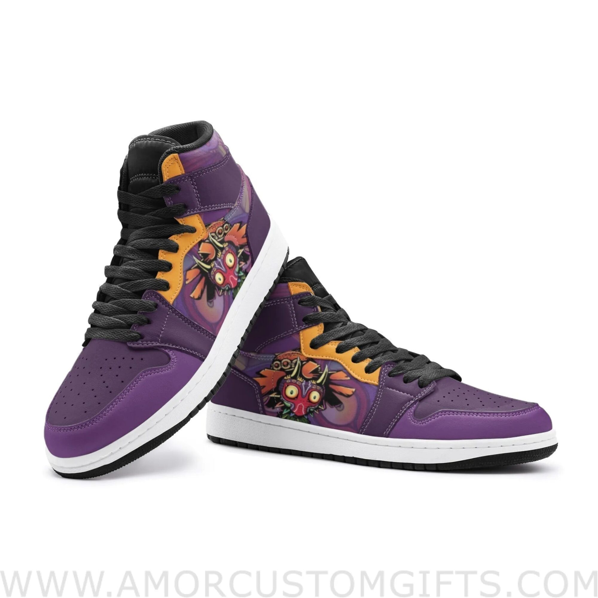 Custom Majora’s Mask Zelda Mid Top Basketball Sneakers Shoes | Personalizable Anime Fan Sneakers