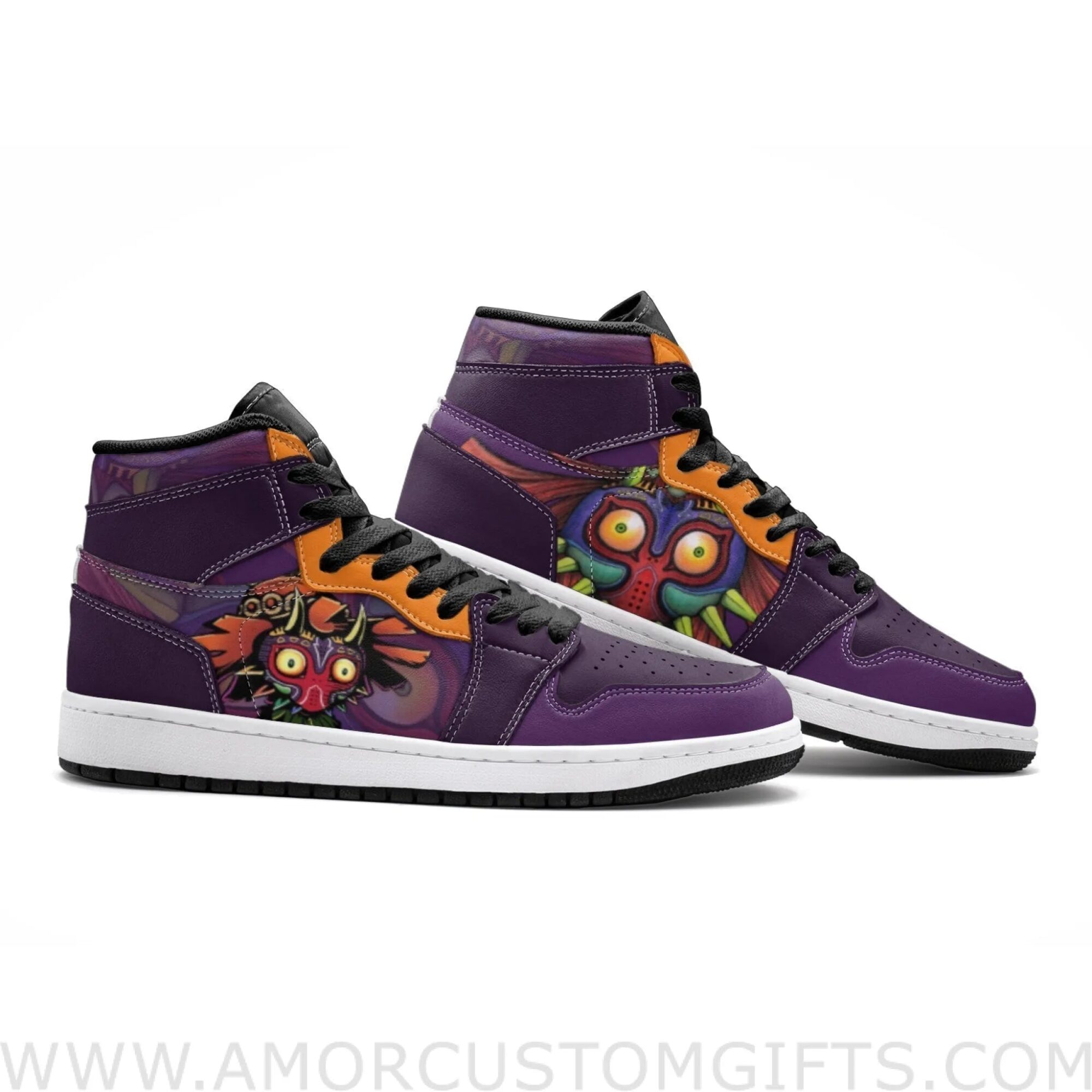 Custom Majora’s Mask Zelda Mid Top Basketball Sneakers Shoes | Personalizable Anime Fan Sneakers