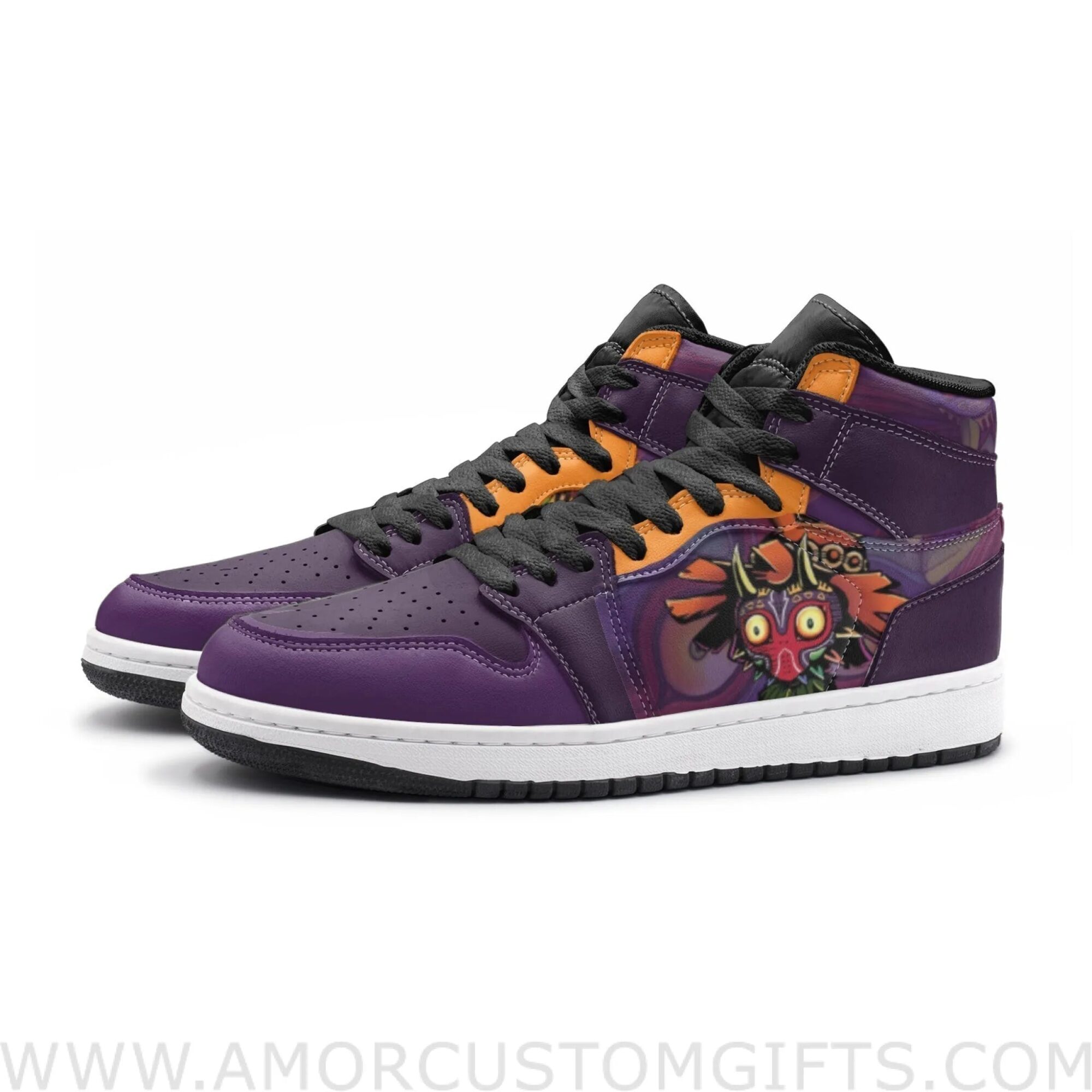 Custom Majora’s Mask Zelda Mid Top Basketball Sneakers Shoes | Personalizable Anime Fan Sneakers