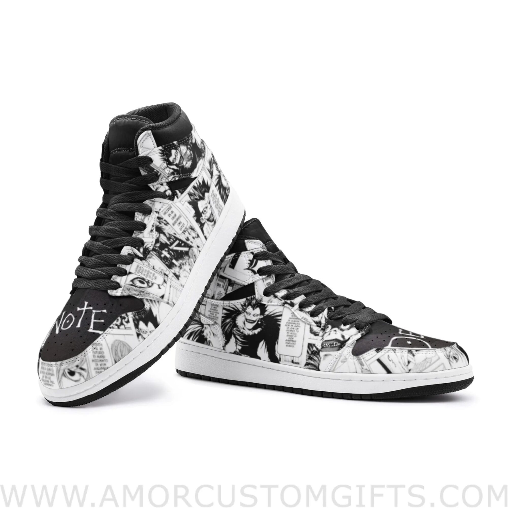 Custom Manga Edition Desu Noto Mid Top Basketball Sneakers Shoes | Personalizable Anime Fan Sneakers