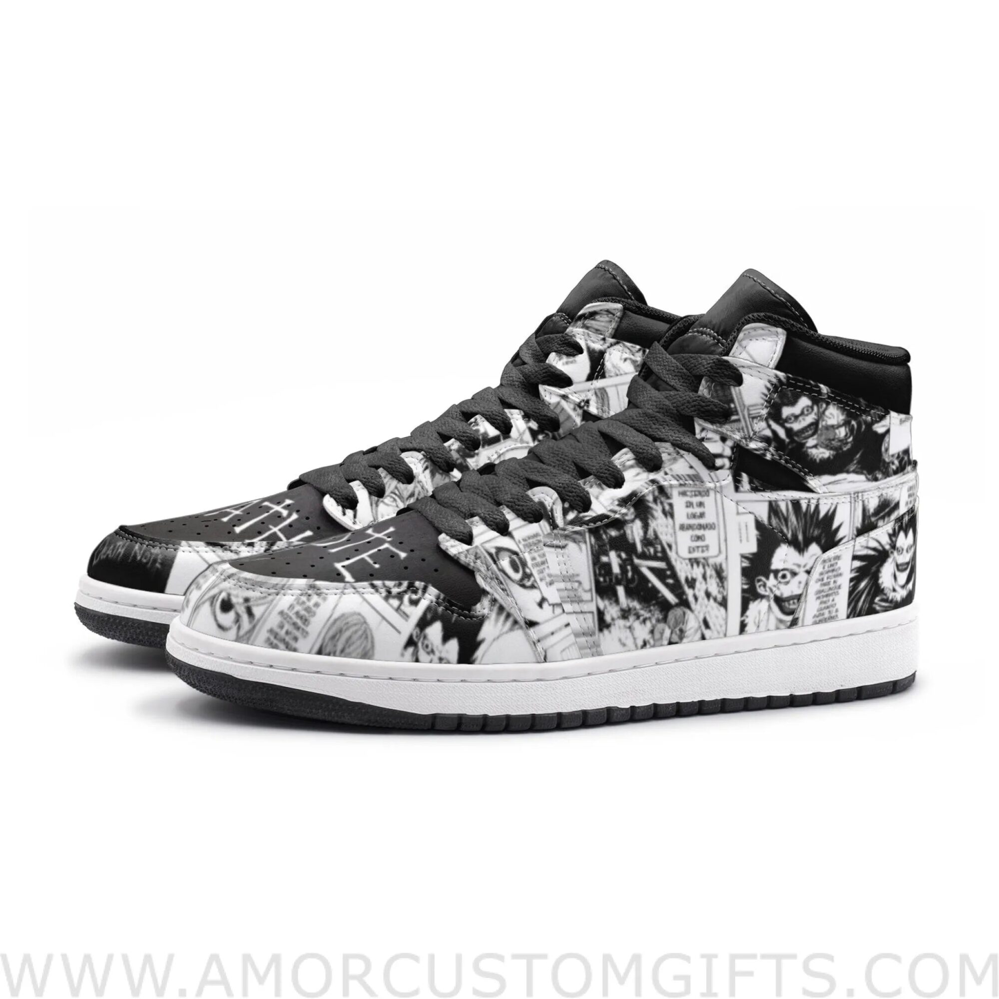 Custom Manga Edition Desu Noto Mid Top Basketball Sneakers Shoes | Personalizable Anime Fan Sneakers