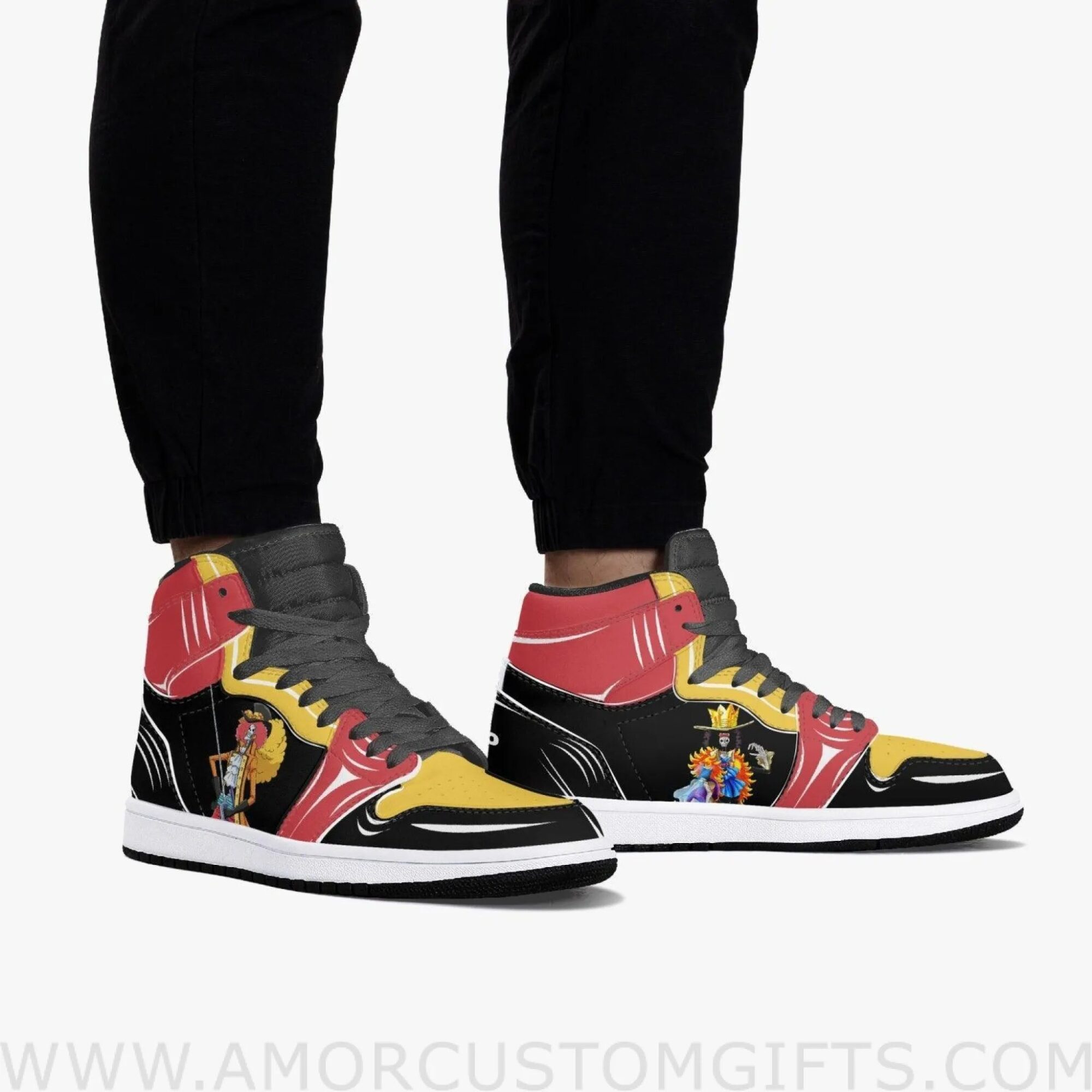 Custom One Piece Brook JD1 Anime Sneakers Mid 1 Basketball Shoes