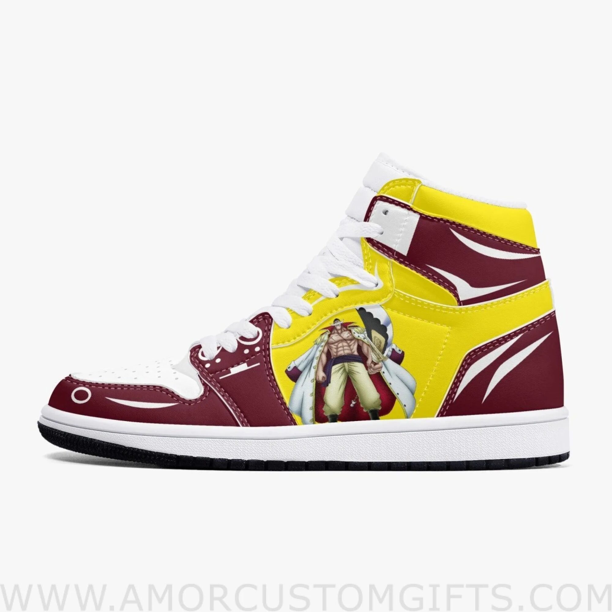 Custom One Piece Edward Newgate JD1 Anime Sneakers Mid 1 Basketball Shoes