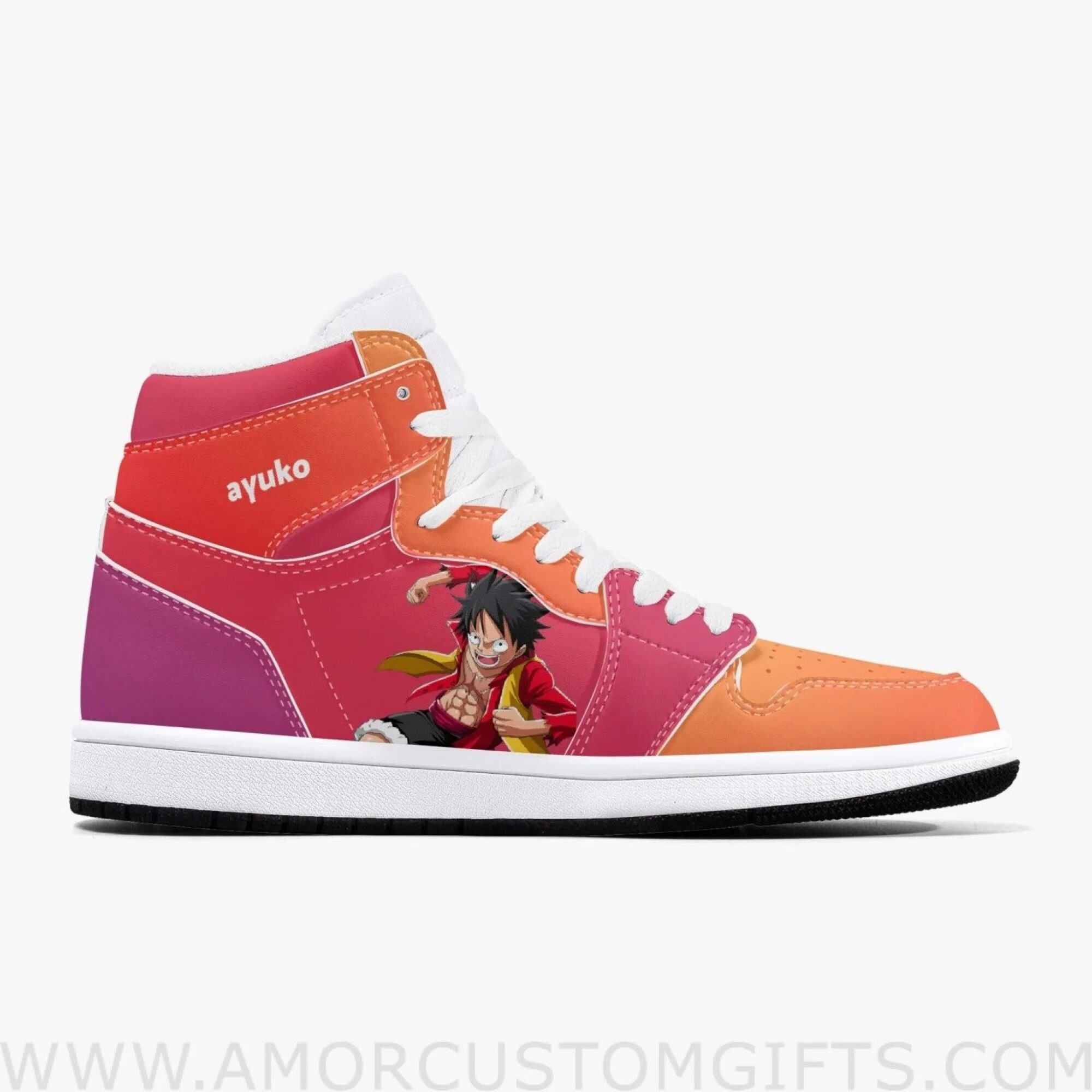 Custom One Piece Luffy Armament Haki JD1 Anime Sneakers Mid 1 Basketball Shoes