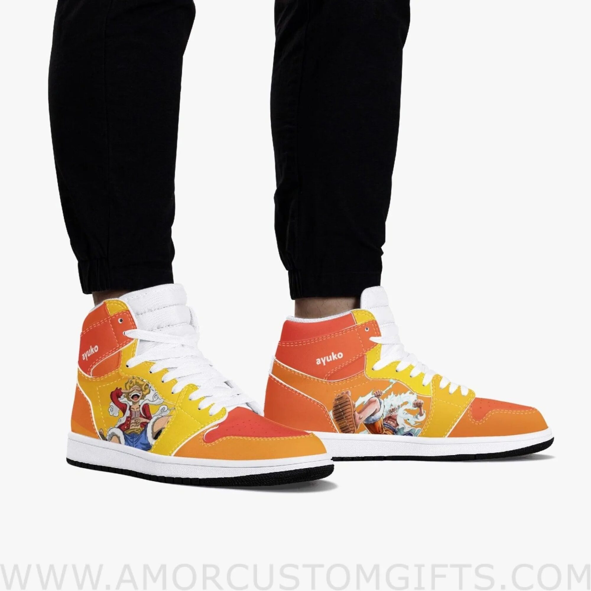 Custom One Piece Luffy Gear 5 JD1 Anime Sneakers Mid 1 Basketball Shoes