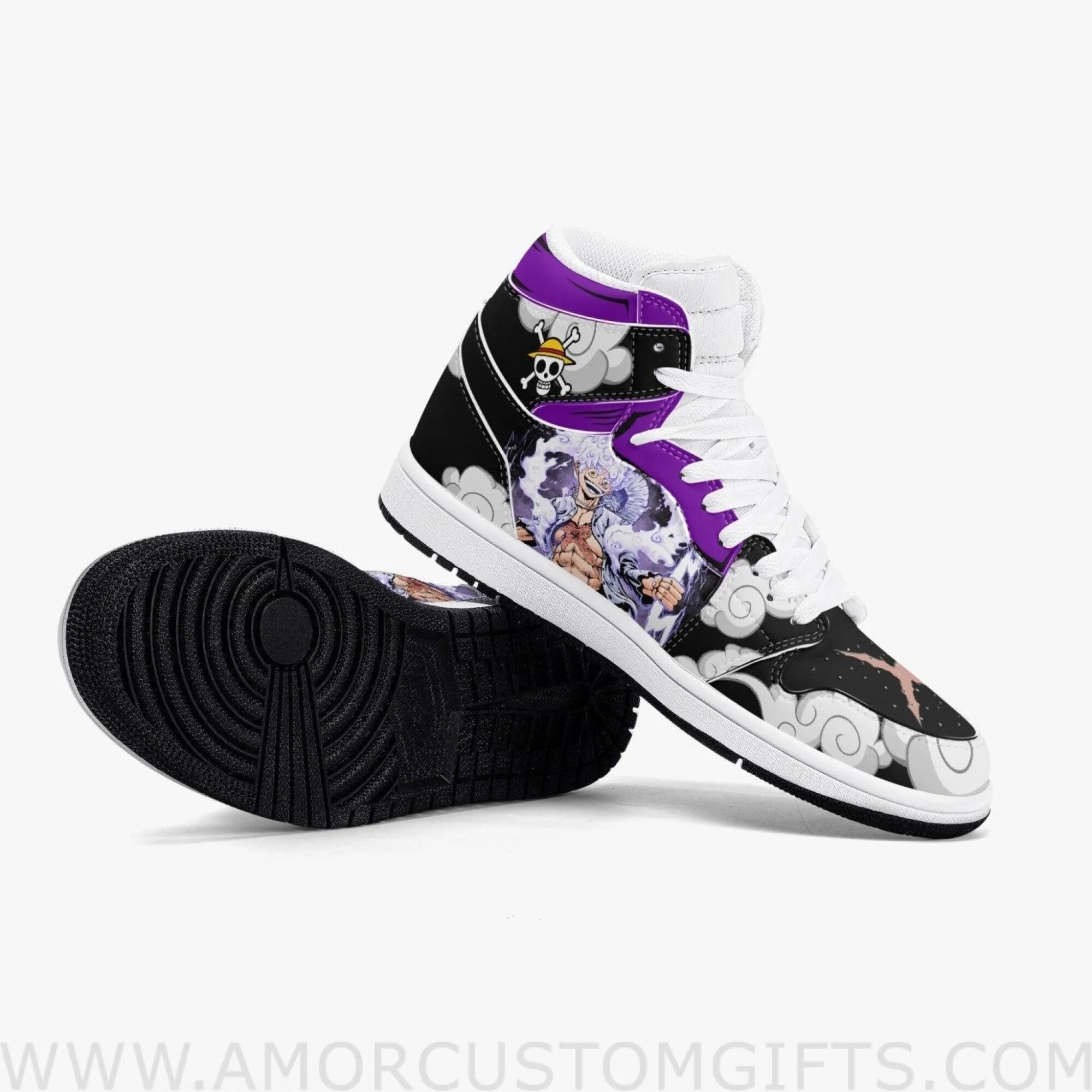 Custom One Piece Luffy Nika JD1 Anime Shoes Mid Top Sneakers