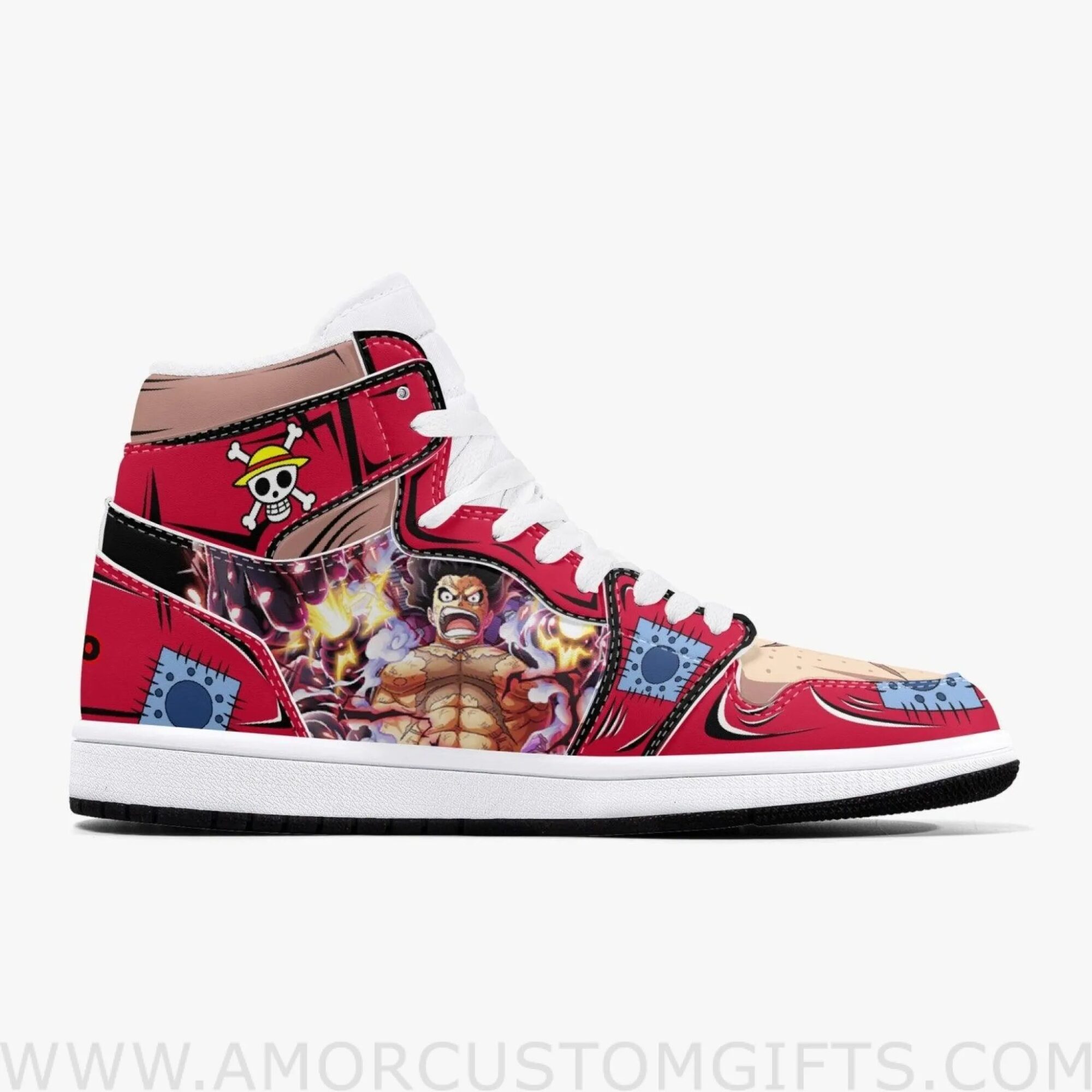 Custom One Piece Monkey D. Luffy Armament Haki JD1 Anime Shoes Mid Top Sneakers