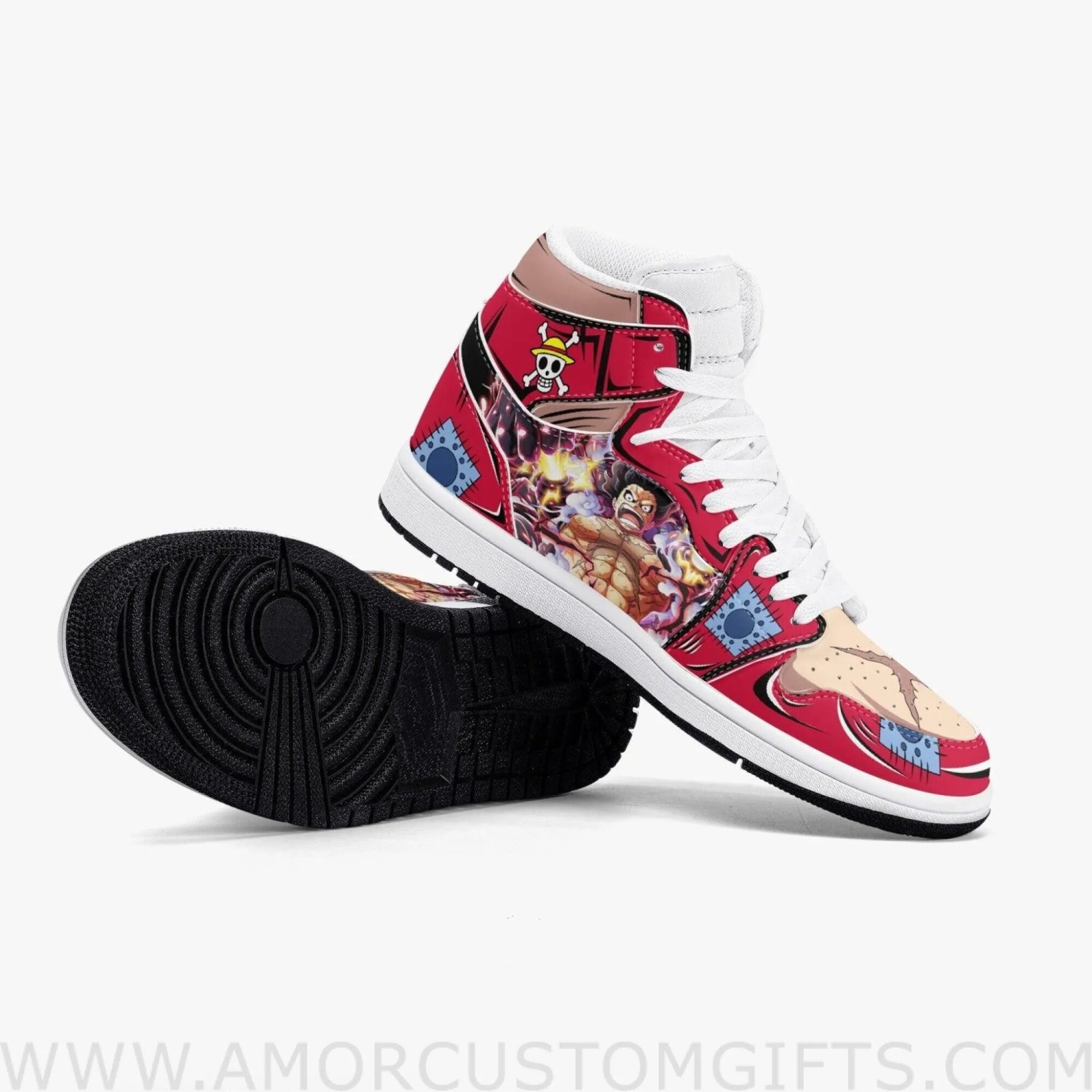 Custom One Piece Monkey D. Luffy Armament Haki JD1 Anime Shoes Mid Top Sneakers